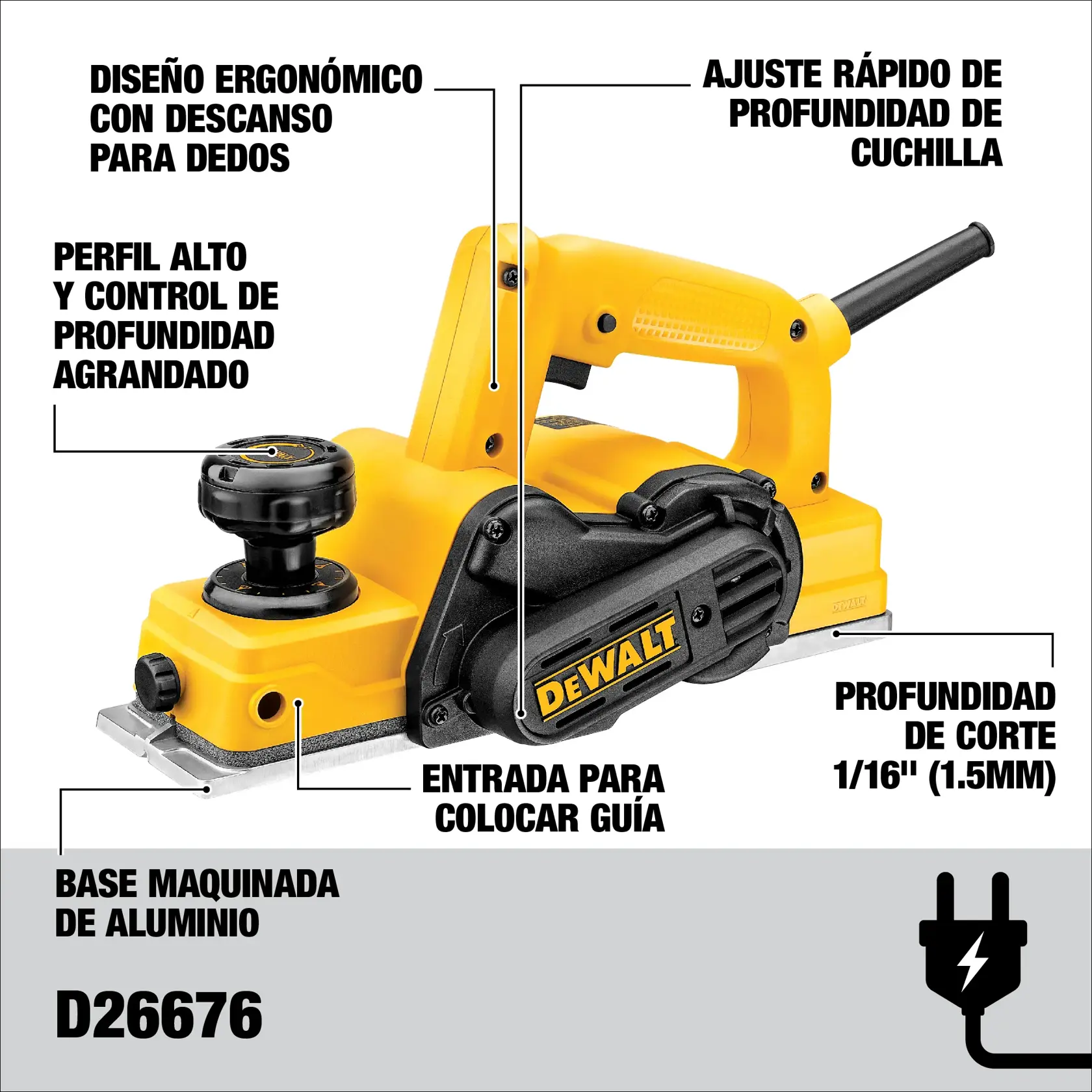 DEWALT® Cepillo De Mano de 3-1/4" (82mm)