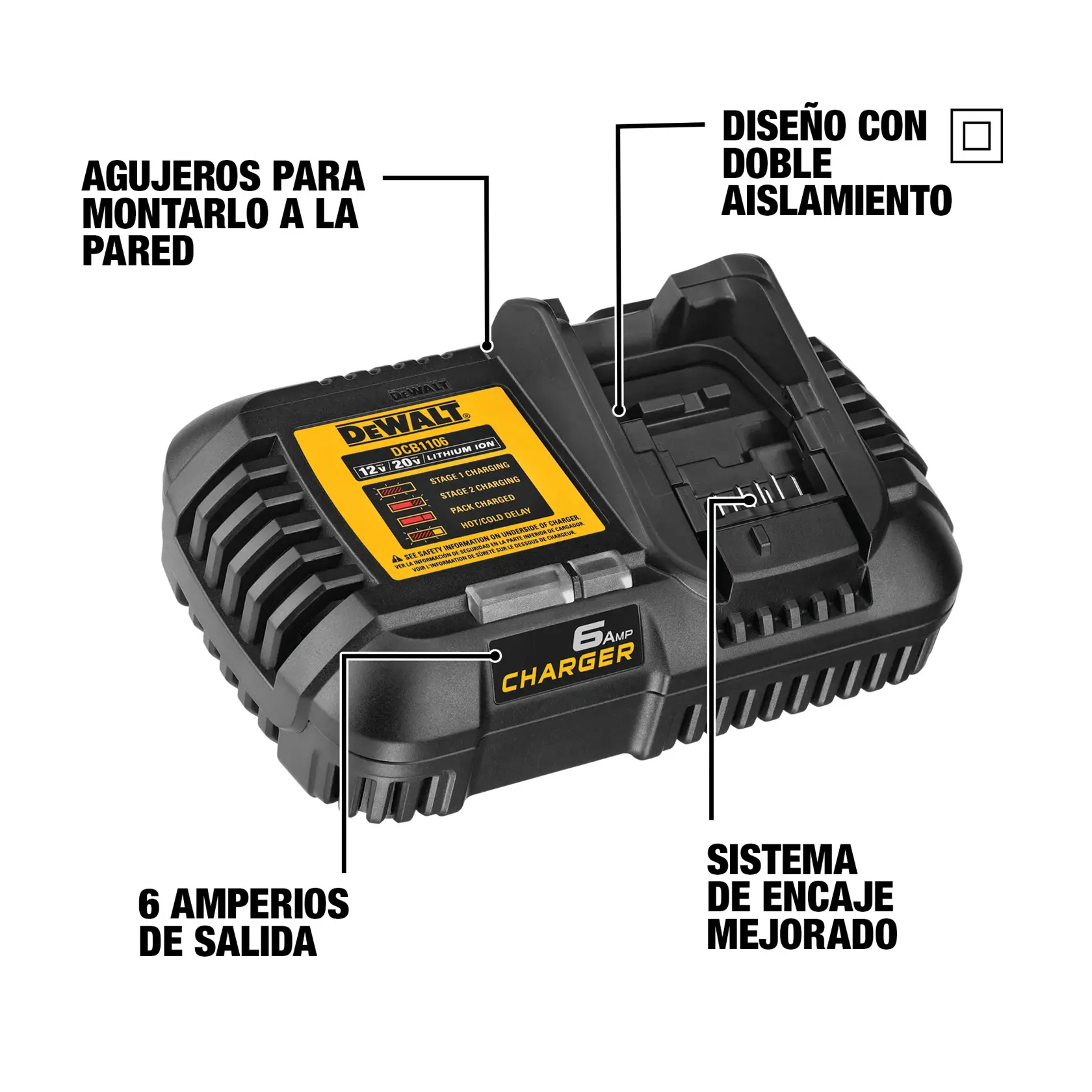 DEWALT® 12V/20V/60V MAX* Cargador de 6.0 Ah