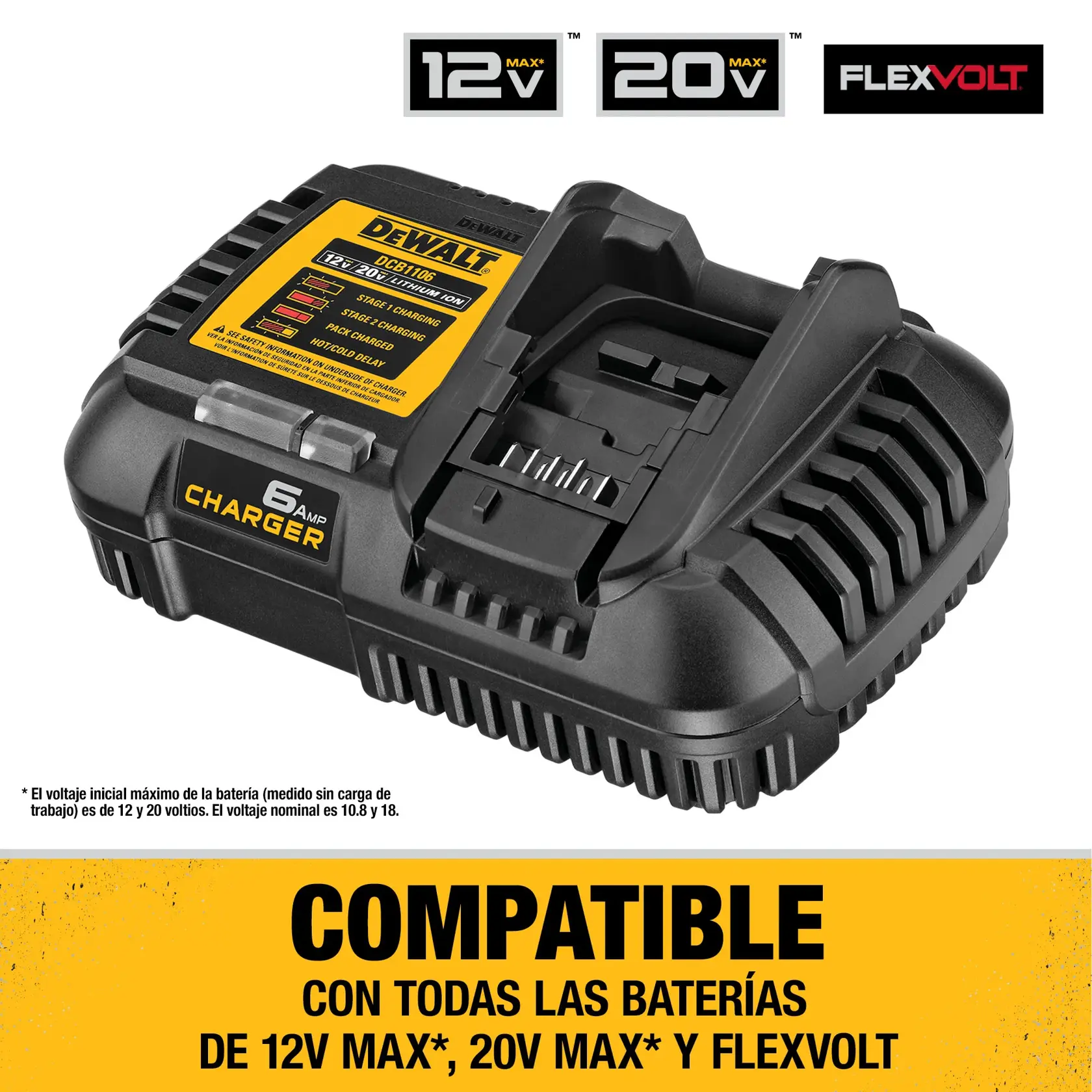 DEWALT® 12V/20V/60V MAX* Cargador de 6.0 Ah