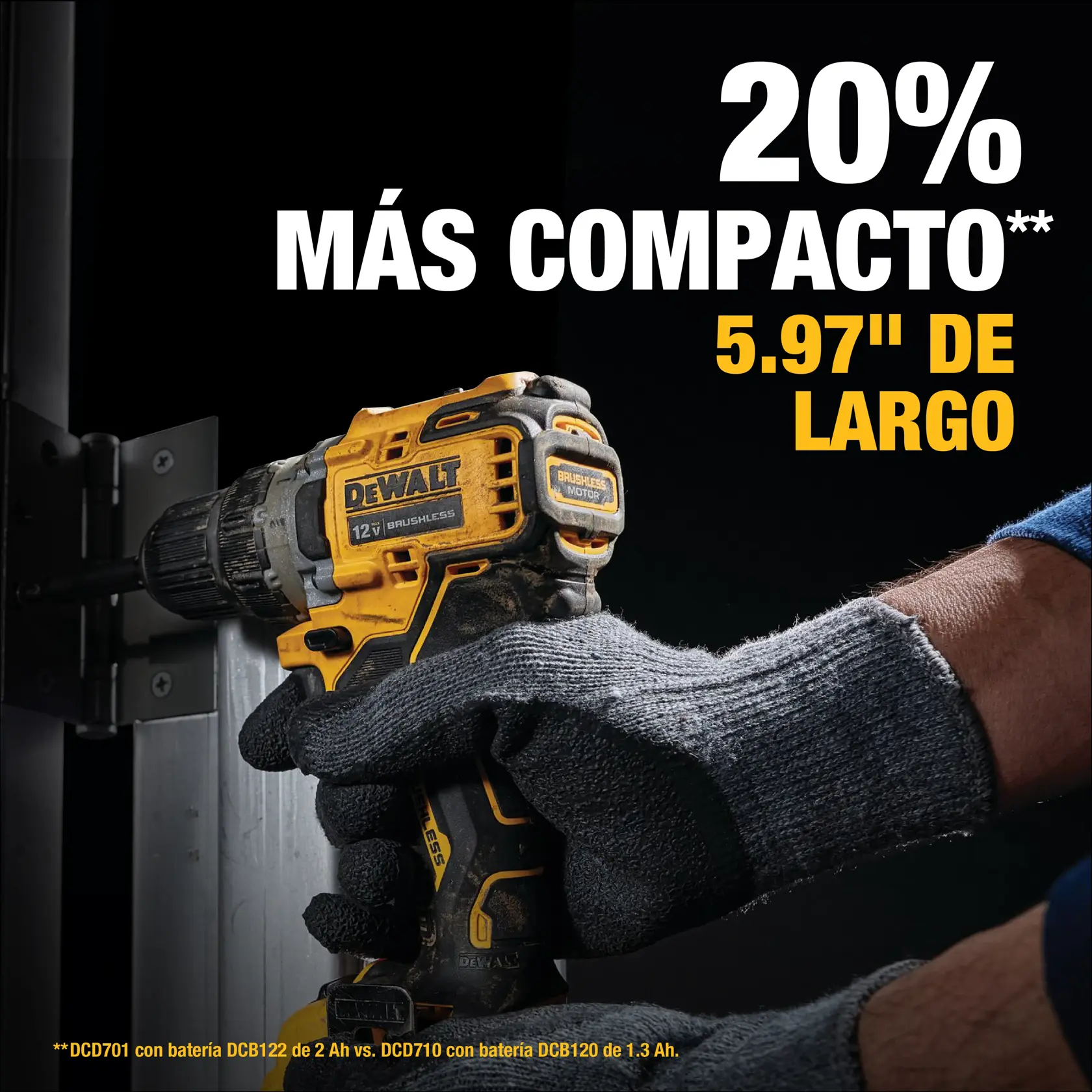 DEWALT® XTREME™ 12V MAX* Kit de Taladro Atornillador de 3/8" (10mm) Inalámbrico sin Carbones con (2) Baterías de Ión de Litio y Cargador