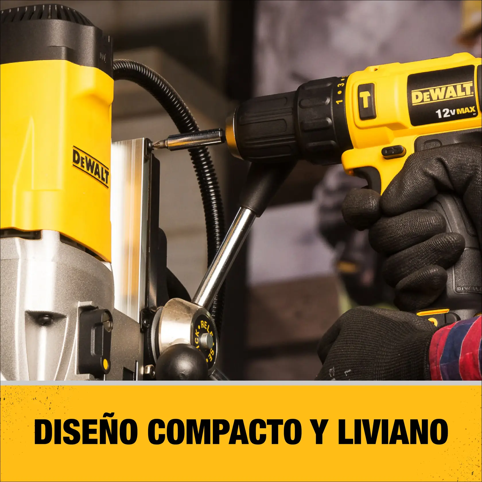 DEWALT® 12V MAX* Kit de Taladro Percutor/Atornillador de 3/8" (10mm) Inalámbrico, (2) Baterías de 1.5 Ah y Cargador