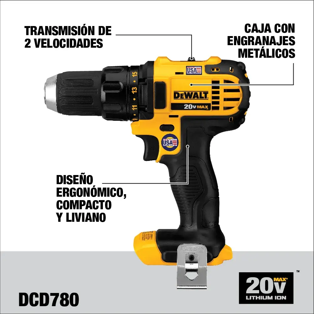 DEWALT® 20V MAX* Kit de Taladro Atornillador Inalámbrico de 1/2" (13mm) Compacto