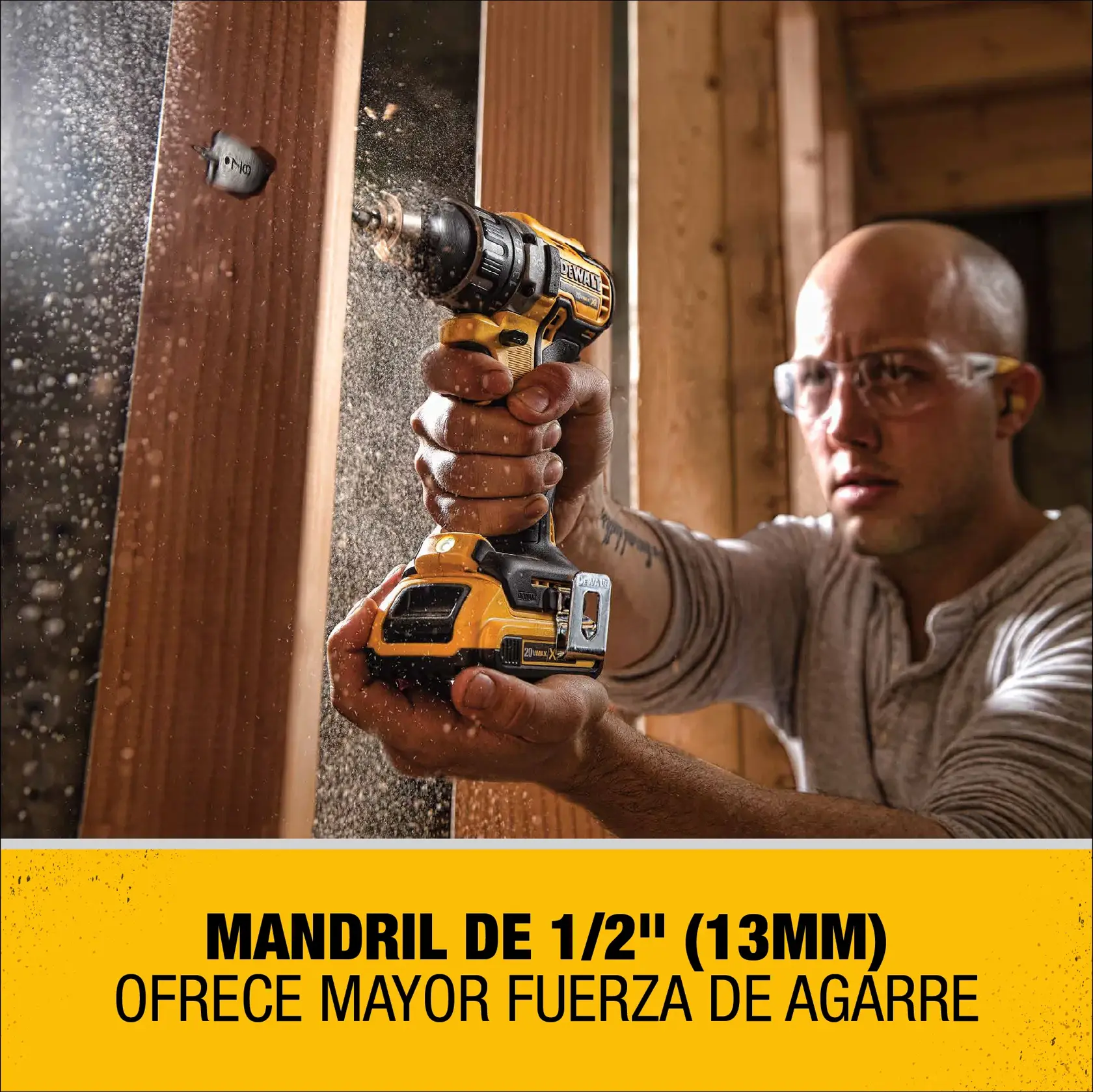DEWALT® 20V MAX* XR® Kit de Taladro Percutor Atornillador de 1/2" (13mm) Inalámbrico sin Carbones con (2) Baterías de Ion de Litio de 2.0 Ah y Cargador