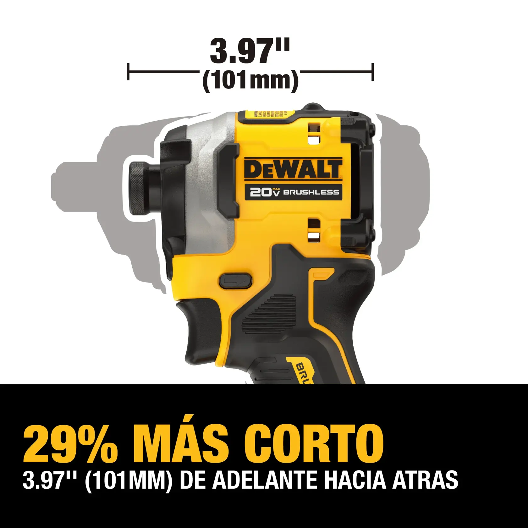 29% more narrow, just 3.97" (101mm) of lenght