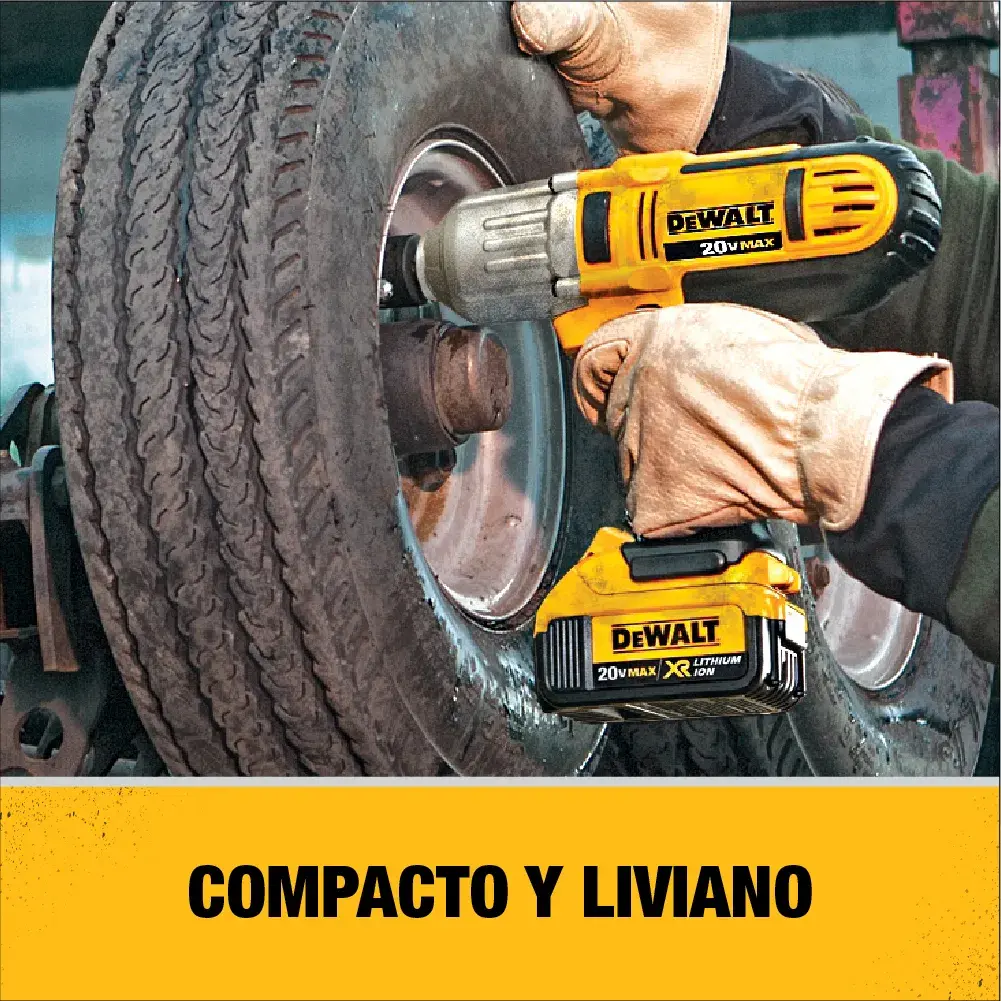 DEWALT® 20V MAX* Kit de Llave de Impacto de 1/2" (13mm) con Pin de Retención, (2) Baterías de 4.0 Ah y Cargador