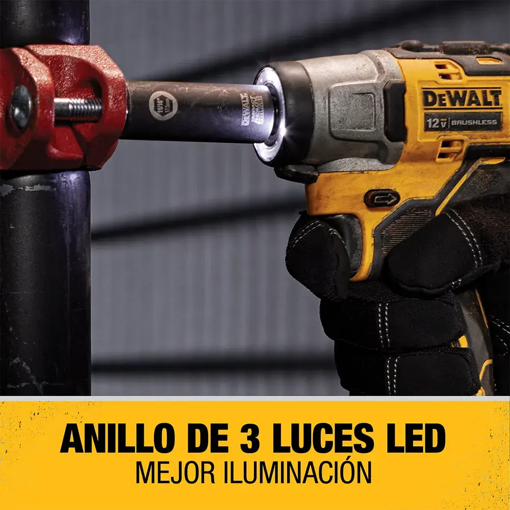 DEWALT® XTREME™ 12V MAX* Llave de Impacto de 3/8" (10 mm) Inalámbrica sin Carbones (Solo Herramienta)