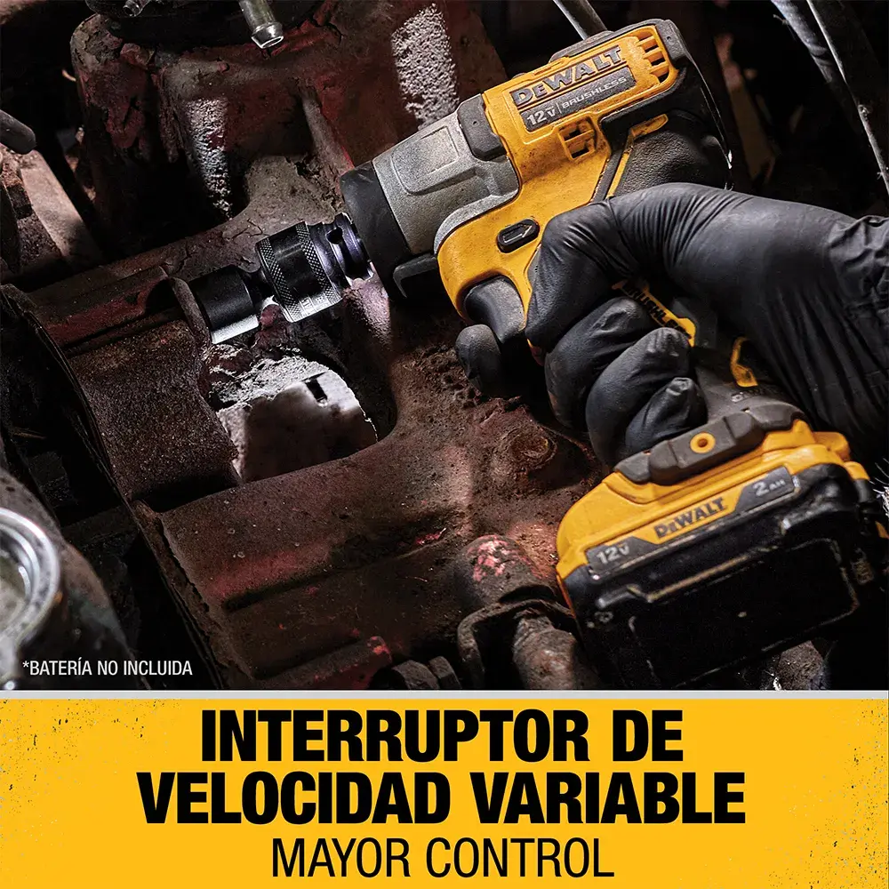 DEWALT® XTREME™ 12V MAX* Llave de Impacto de 3/8" (10 mm) Inalámbrica sin Carbones (Solo Herramienta)