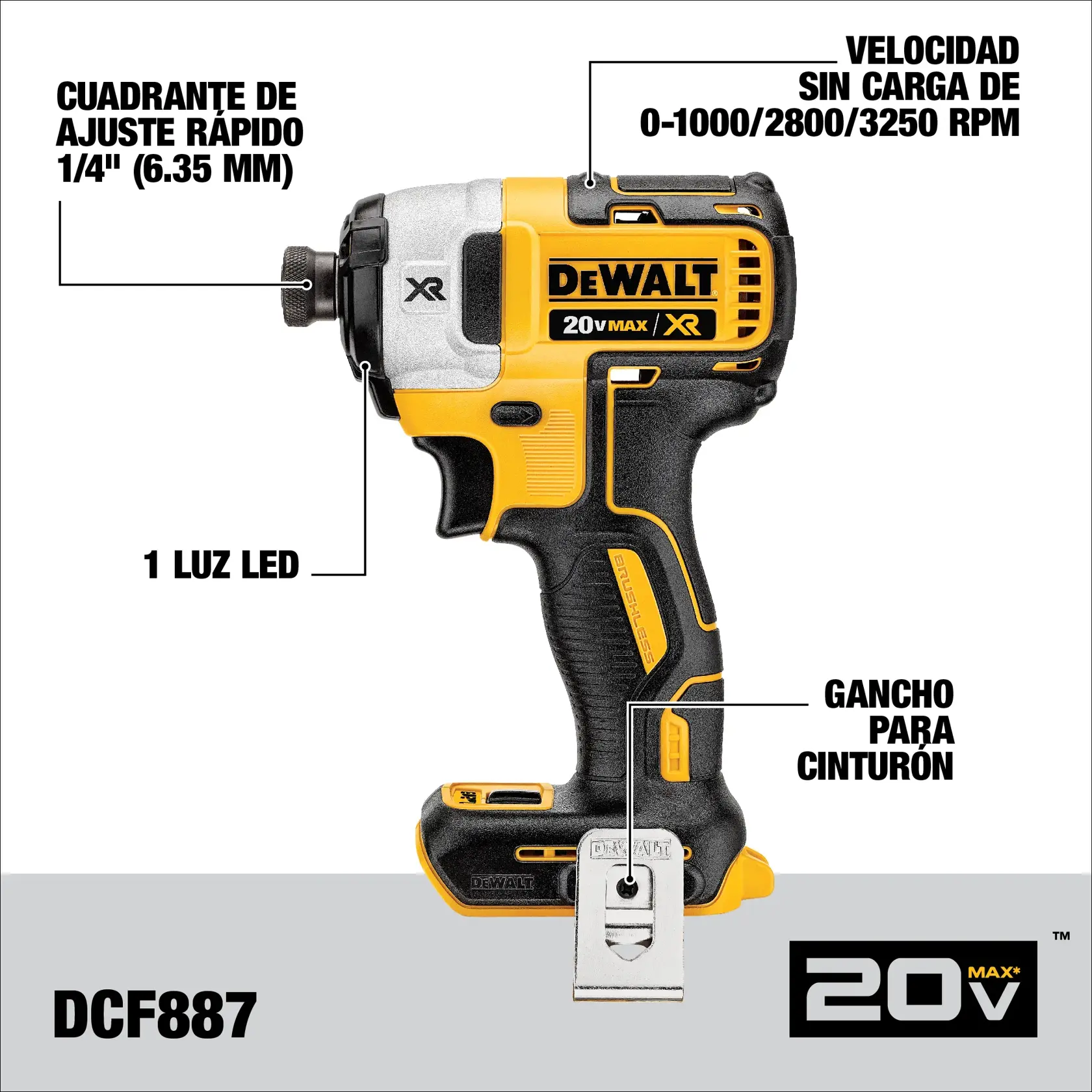 DEWALT® 20V MAX* Combo de Taladro Percutor/Atornillador de 1/2" (13mm) y Atornillador de Impacto de 1/4" (6.35mm) Inalámbrico sin Cabrones con (2) Baterías de 2.0 Ah y Cargador