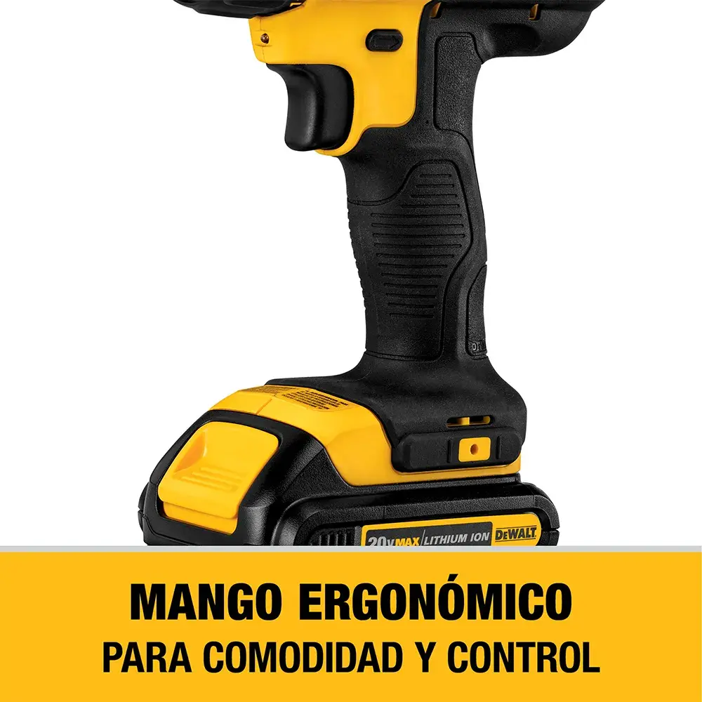 DEWALT® 20V MAX* Combo de Taladro Atornillador de 1/2" (13mm) y Atornillador de Impacto de 1/4" (6.35mm) Inalámbrico con (2) Baterías de 1.3 Ah y Cargador