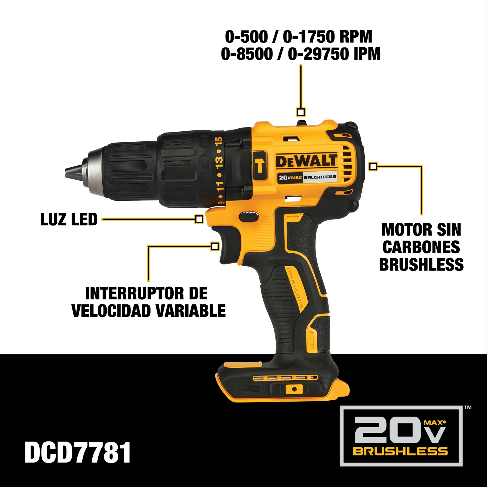 DEWALT® 20V MAX* Combo de Taladro Percutor/Atornillador de 1/2" (13mm) y Atornillador de Impacto de 1/4" (6.35mm) Inalámbricos sin Carbones con (2) Baterías de 2.0 Ah y Cargador