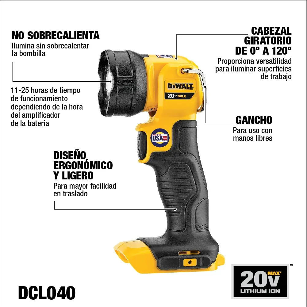 DEWALT® 20V MAX* Linterna LED de Trabajo (Solo Herramienta)