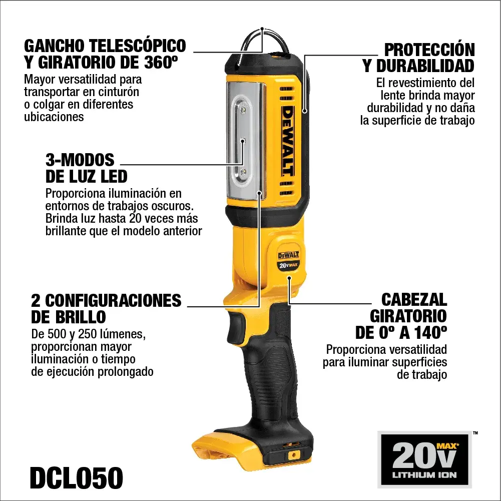 DEWALT® 20V MAX* Linterna LED de Área Portátil (Solo Herramienta)