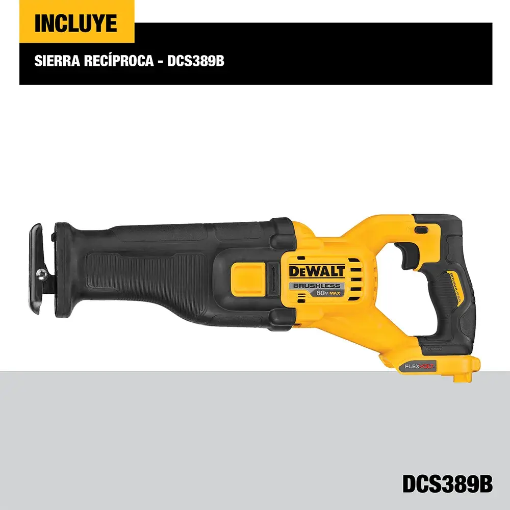 DEWALT® FLEXVOLT® 60V MAX* Sierra Recíproca Inalámbrica sin Carbones (Solo Herramienta)