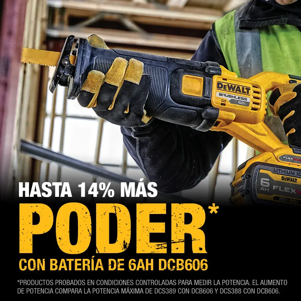 DEWALT® FLEXVOLT® 60V MAX* Sierra Recíproca Inalámbrica sin Carbones (Solo Herramienta)