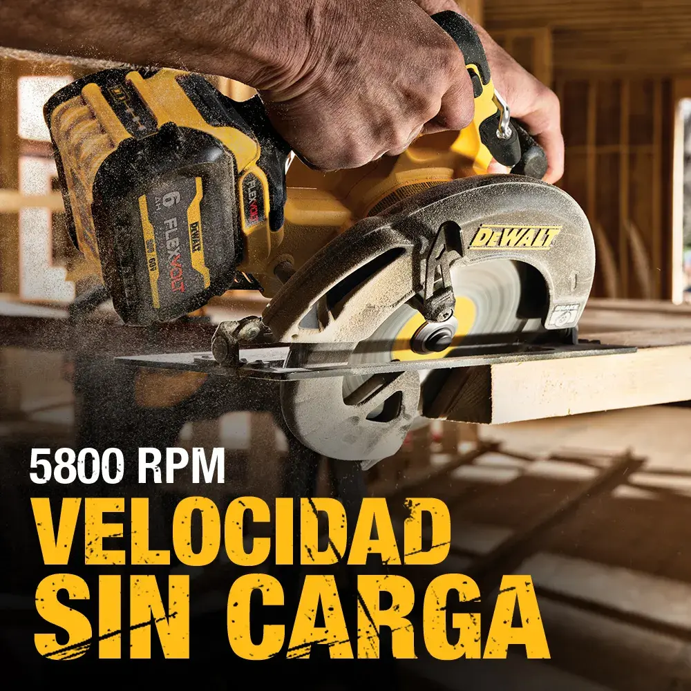 DEWALT® 60V MAX* Kit de Sierra Circular de 7-1/4" (185mm) Inalámbrica sin Carbones (1) Batería de 6.0 Ah y Cargador
