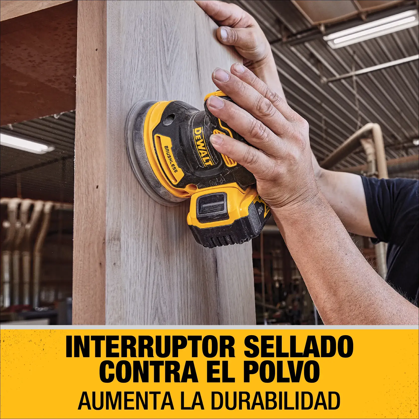 DEWALT® 20V MAX* XR® Kit de Lijadora Orbital de 5" (127mm) Inalámbrica sin Carbones (1) Batería de 2.0 Ah y Cargador
