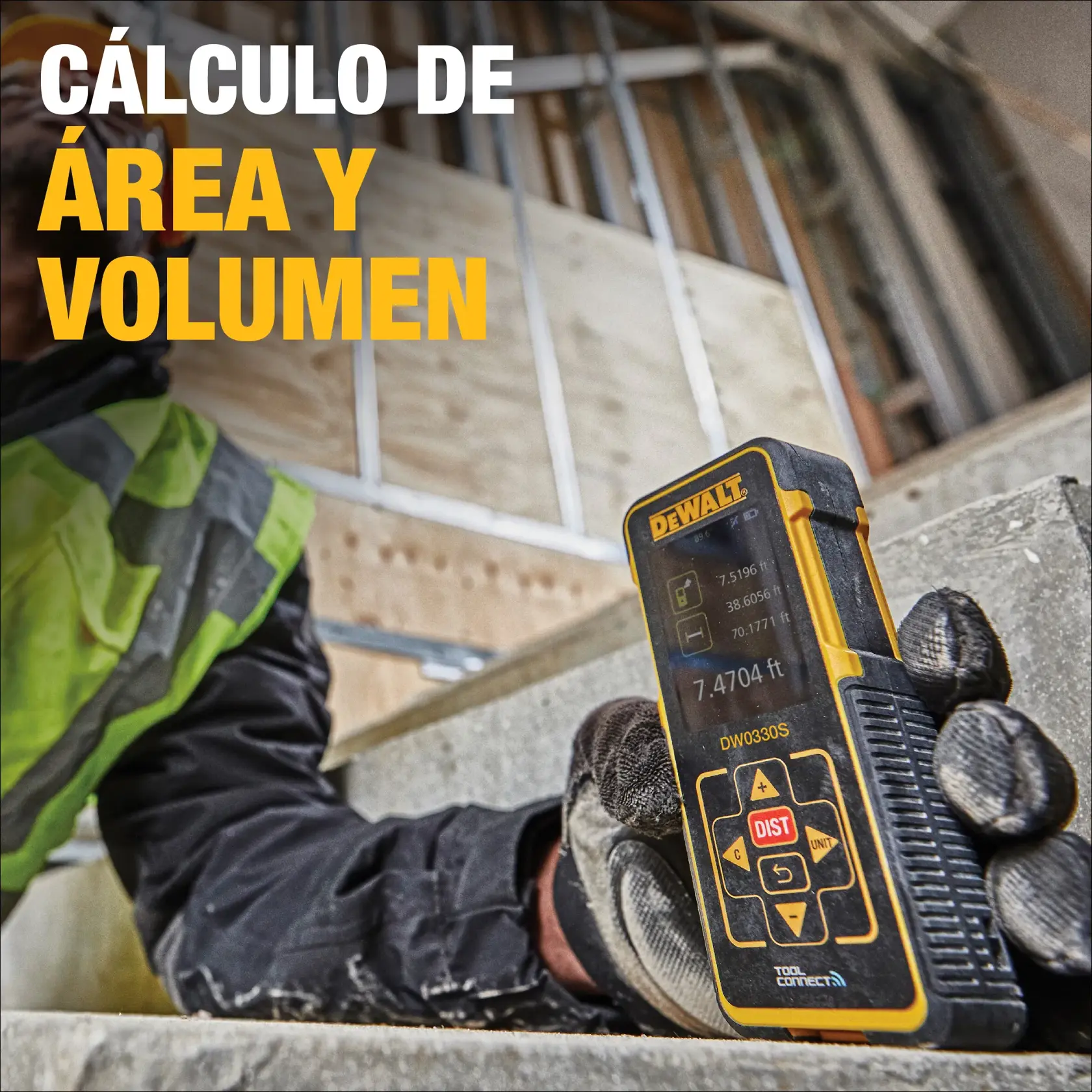 DEWALT® Herramienta de Medición Láser /Medidor de Distancia, Bluetooth, 330 Pies