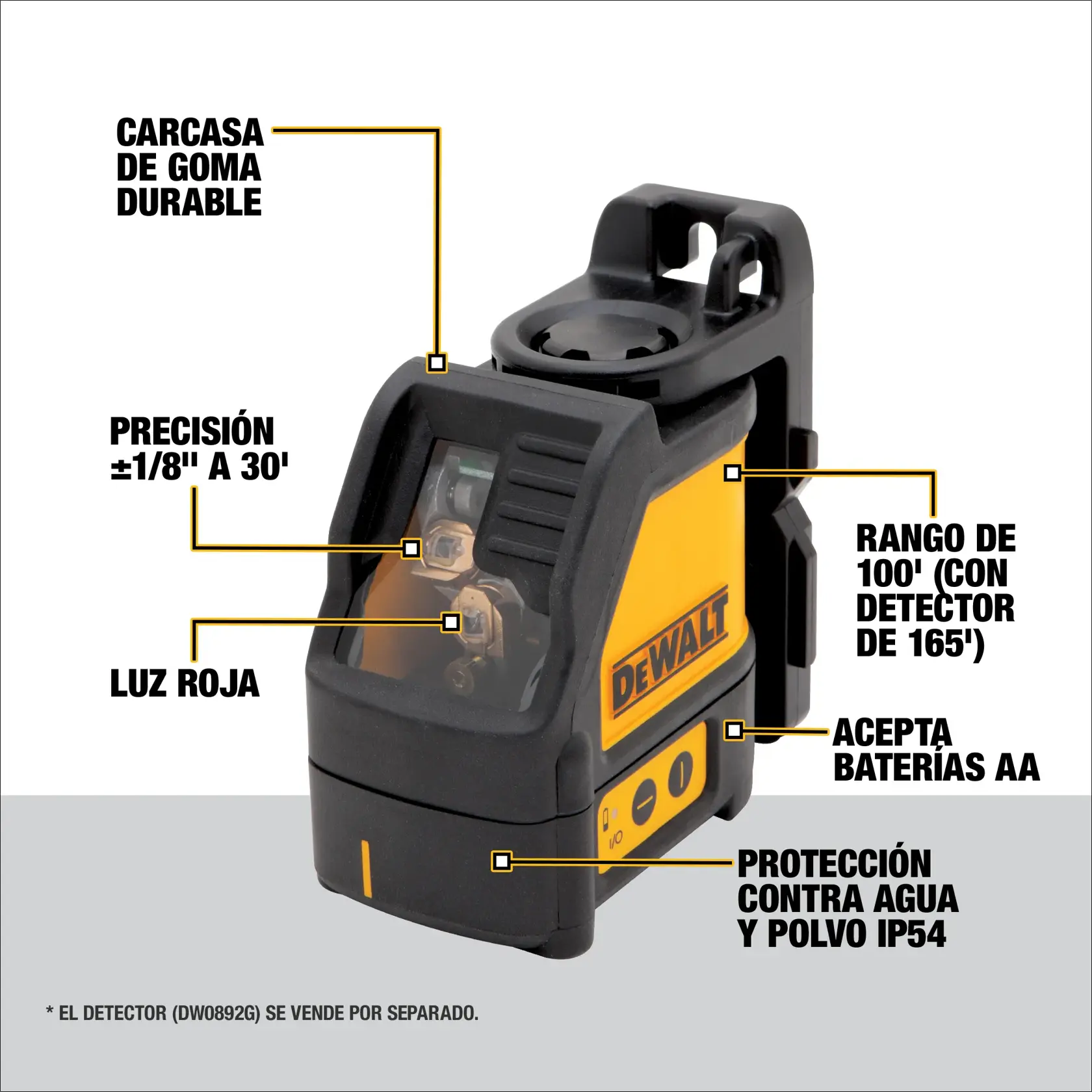 DEWALT® Láser de Línea, Autonivela​Nte, Línea Cruzada, Haz Rojo