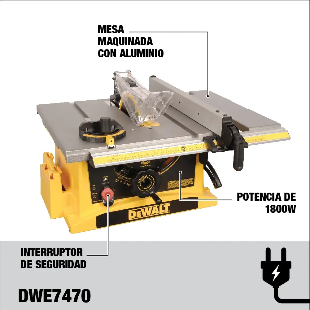 DEWALT® Sierra de Mesa Eléctrica con Cable de 10 Pulgadas (254mm)