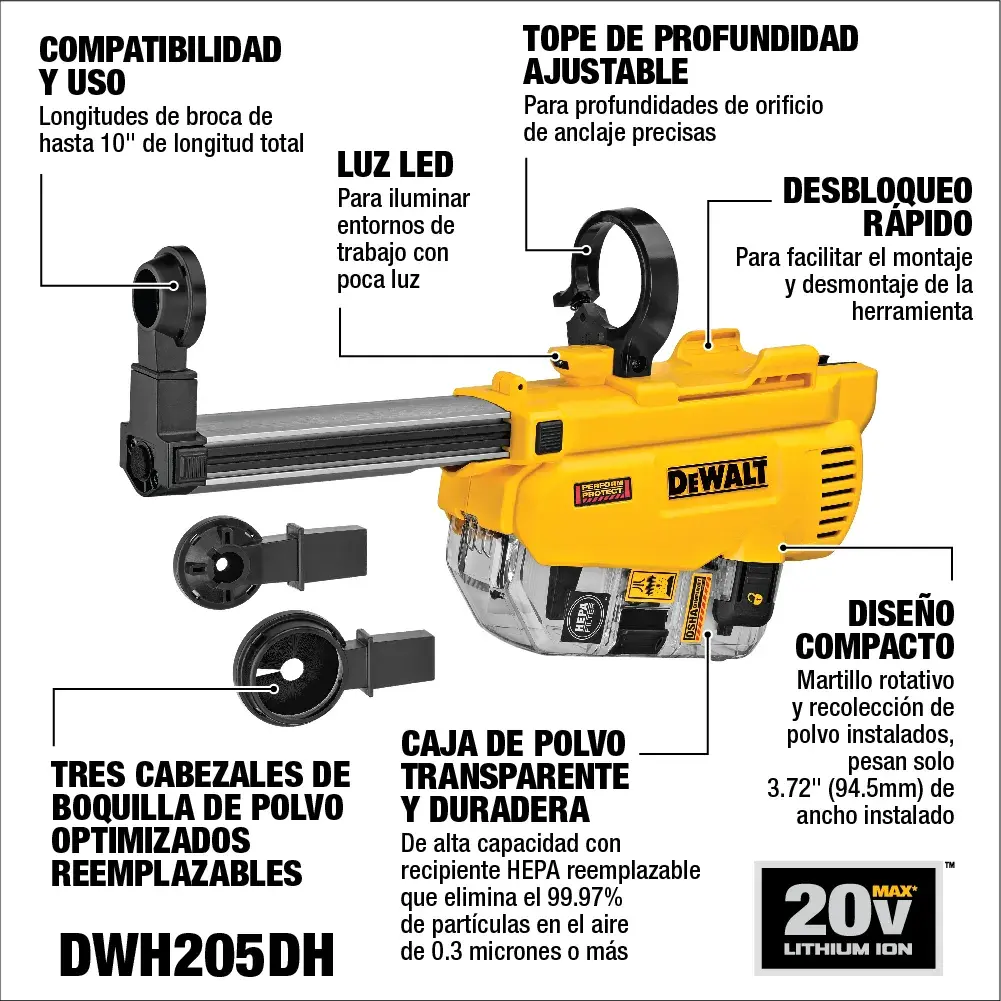 DEWALT® Extractor de Polvo para Martillo Rotativo