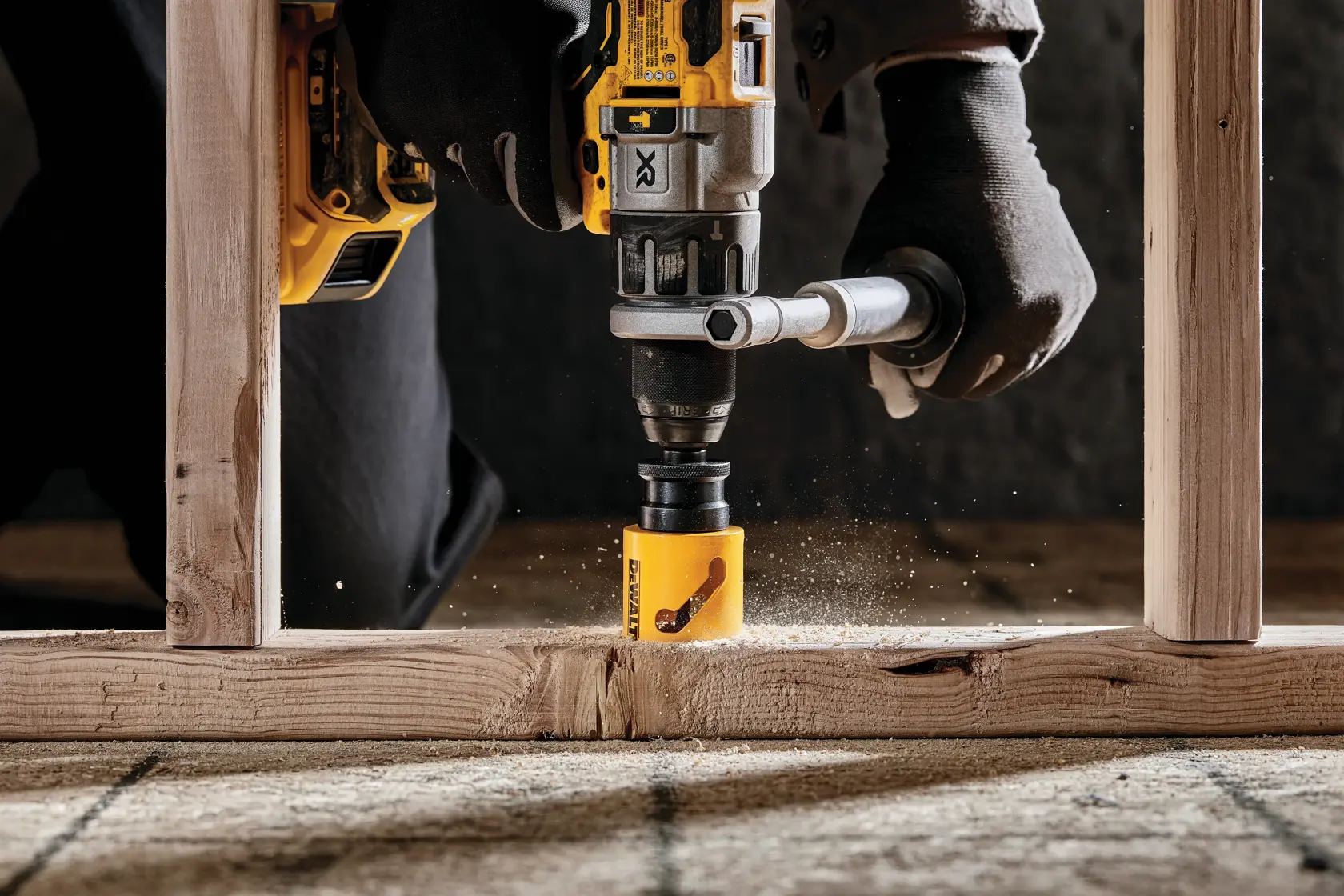 Bi-Metal Hole Saw being used to drill through wood
