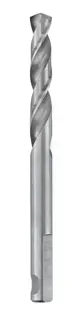 A single metal drill bit with a straight shank and twisted flutes, photographed on a white background.
