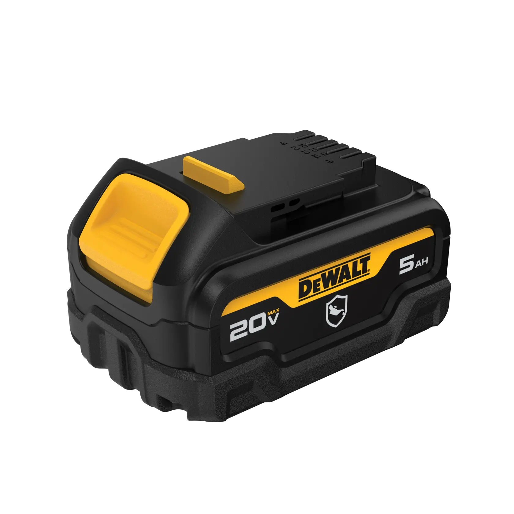 DCB205 oil resistant battery top angled view 