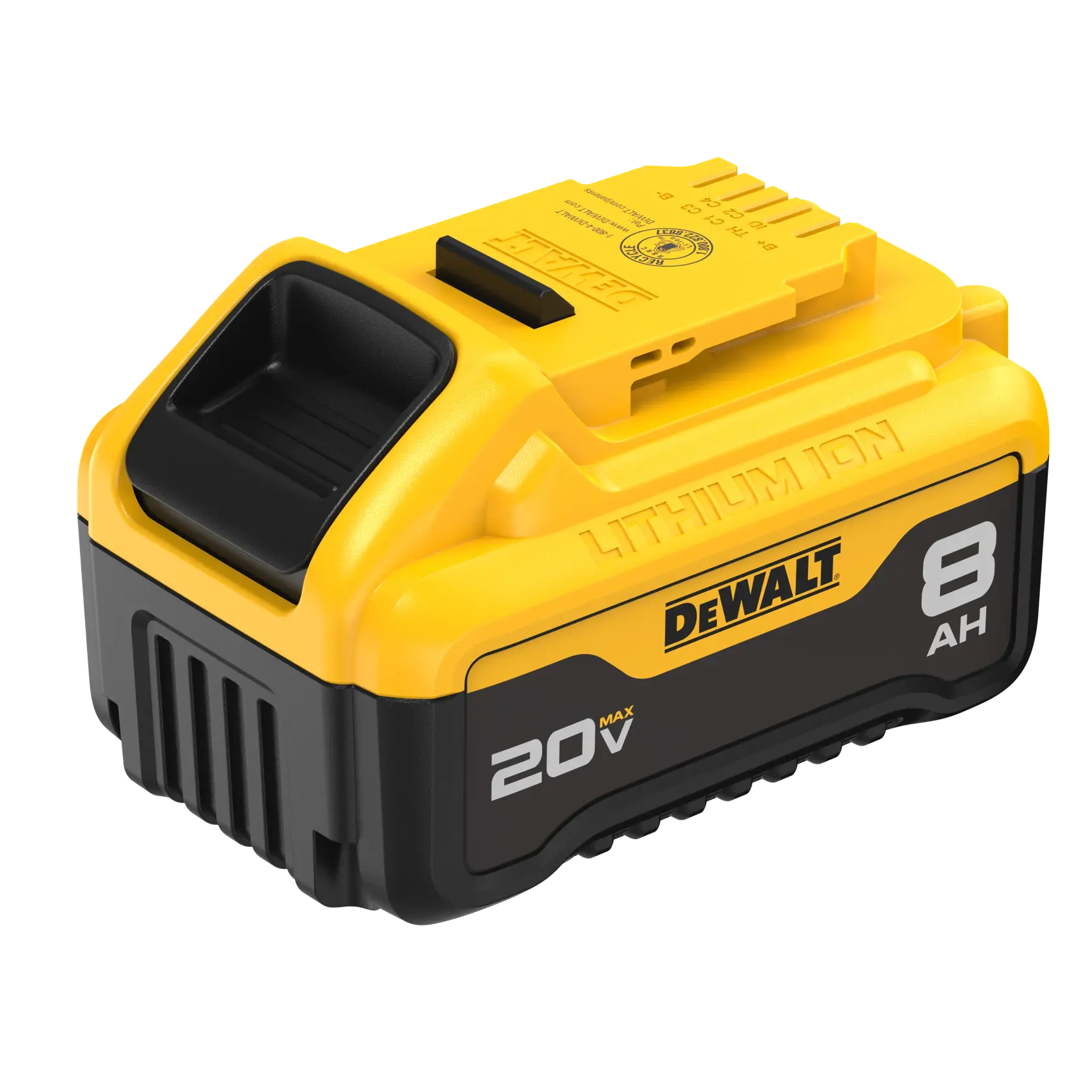 DCB208 battery top angled view 