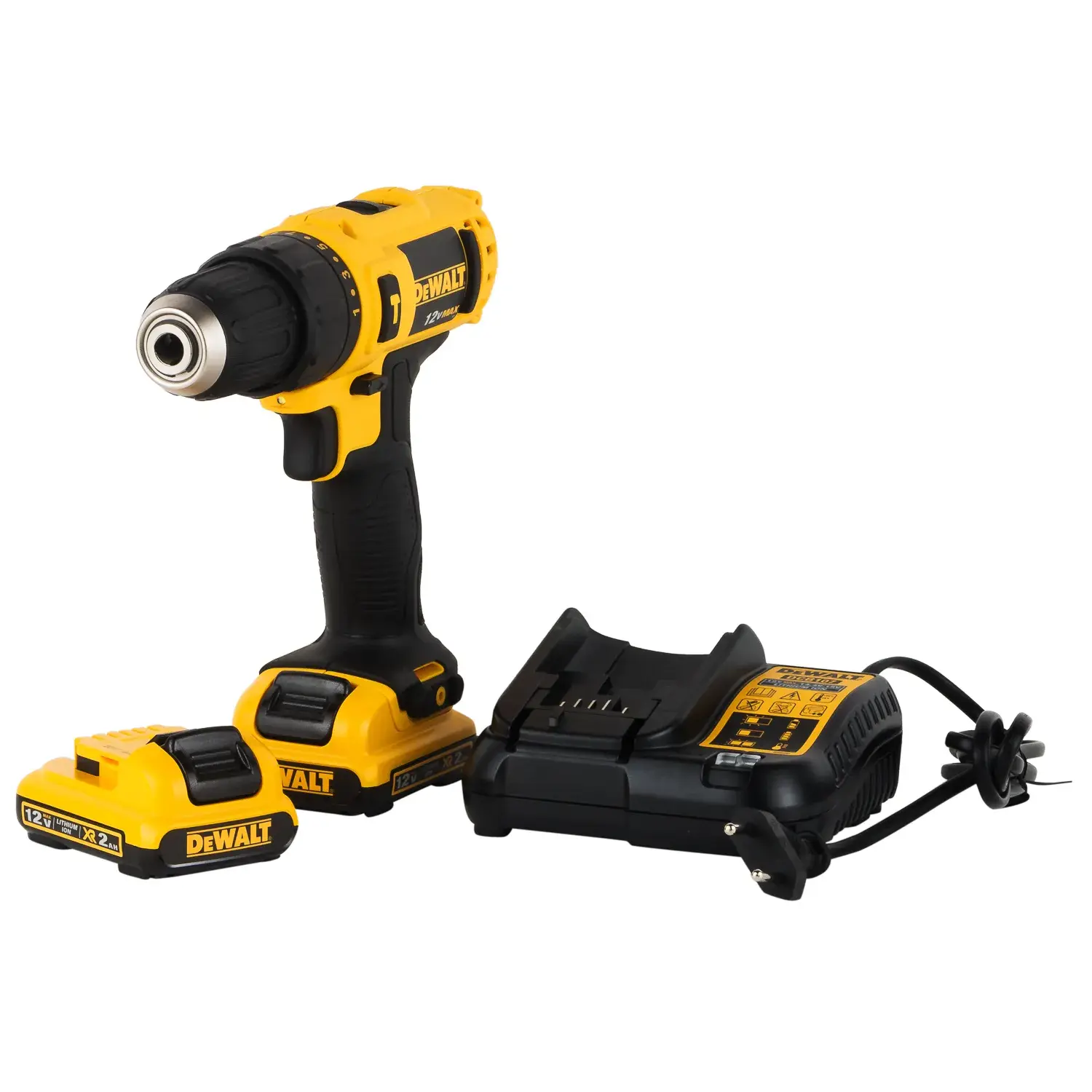 DEWALT® 12V MAX* Kit de Taladro Percutor/Atornillador de 3/8" (10mm) Inalámbrico, (2) Baterías de 1.5 Ah y Cargador