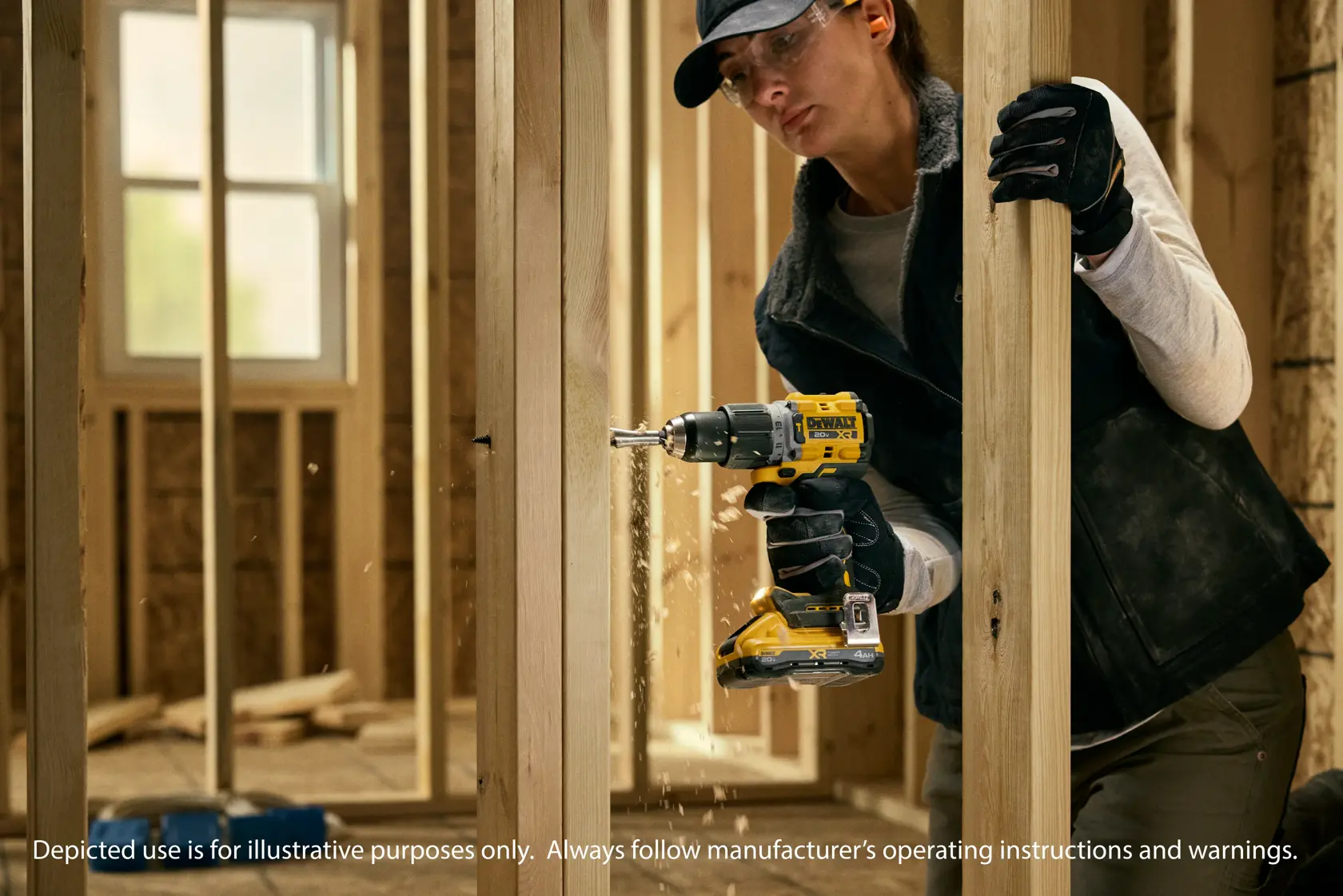 Talent using a 1/2" Hammer Drill on wooden material
