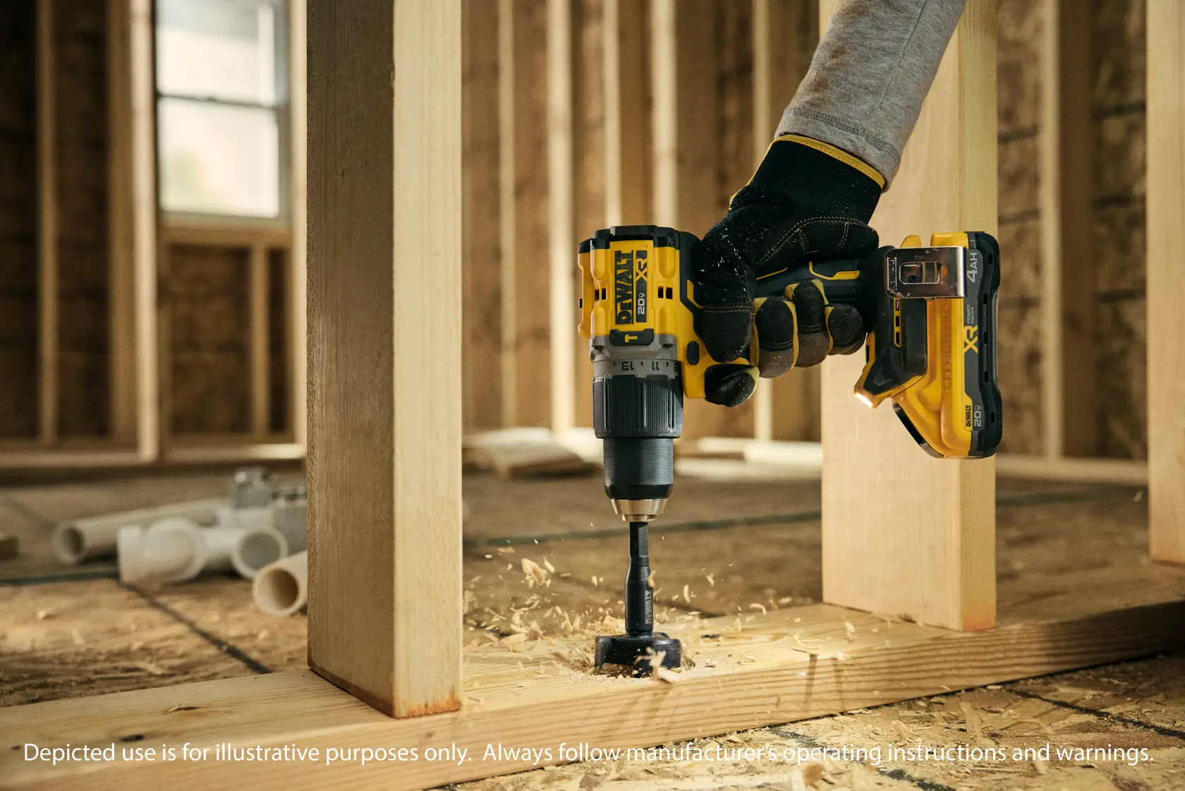 Talent using a 1/2" Hammer Drill on wooden material