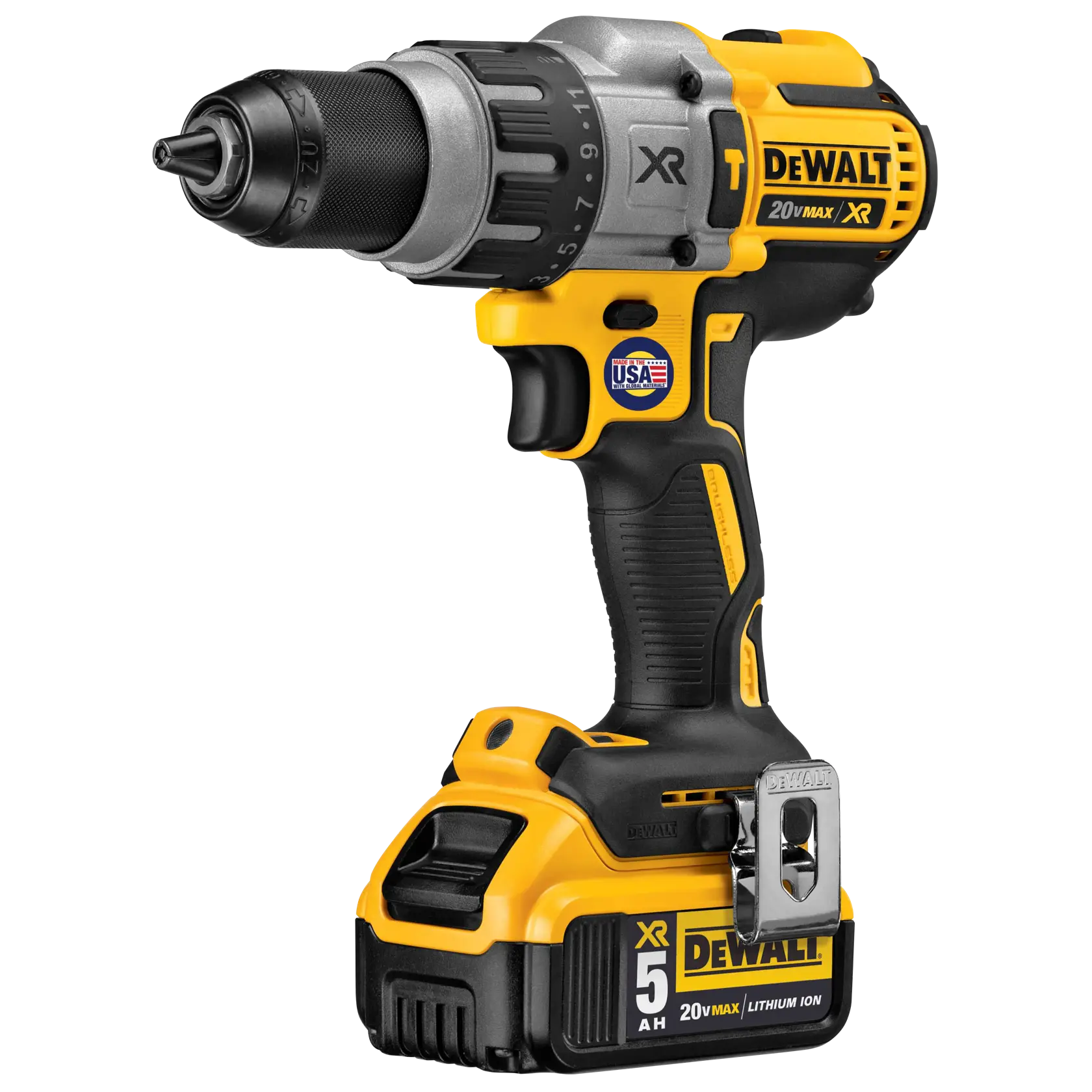 DEWALT® 20V MAX* XR® Kit de Taladro Percutor/Atornillador de 1/2" (13mm) Inalámbrico sin Carbones con (2) Baterías de 5.0 Ah y Cargador