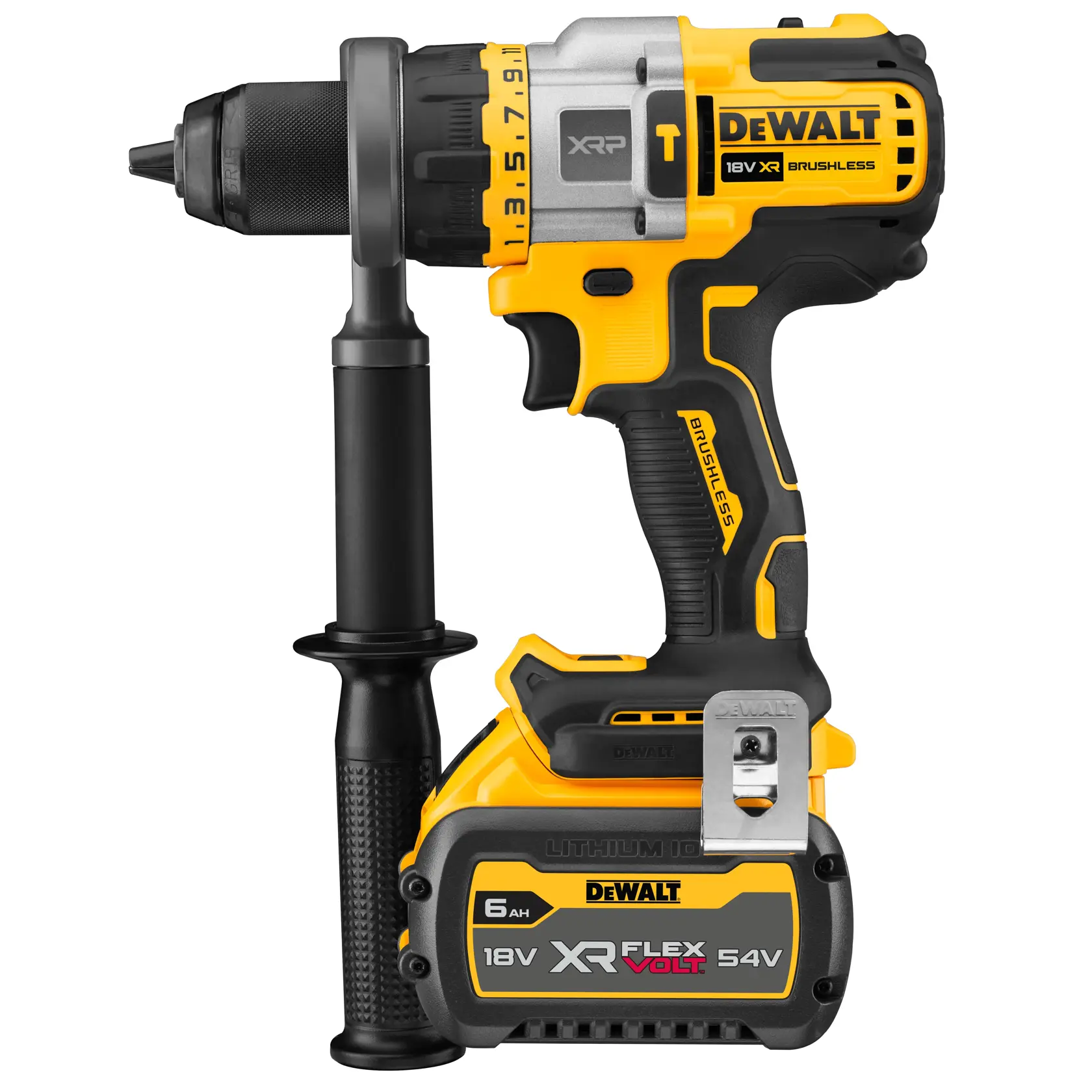 DEWALT® 20V MAX* Kit de Taladro Percutor Inalámbrico de 1/2" (13mm) Inalámbrico sin Carbones de 3 Velocidades con (1) Batería de 6.0 Ah y Cargador