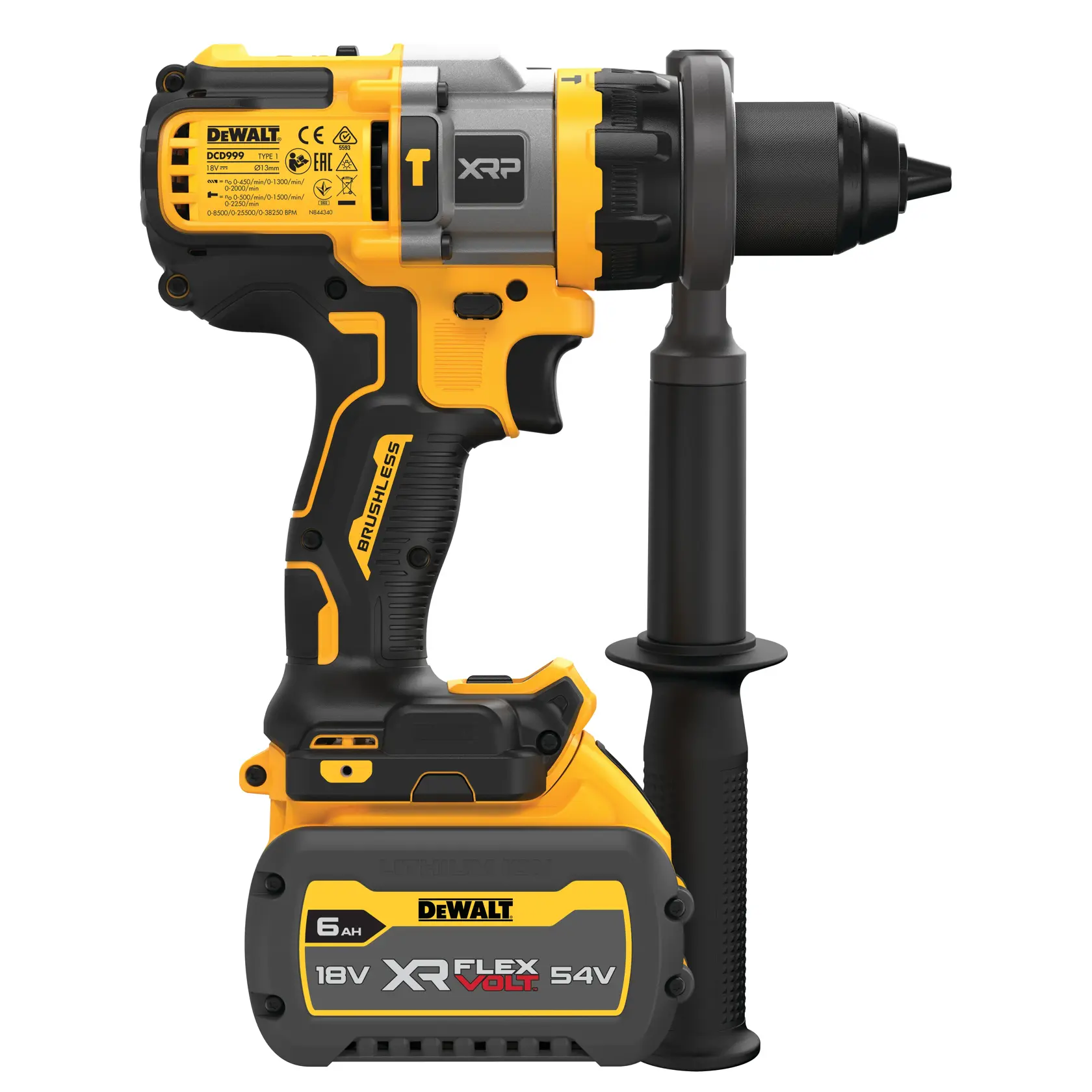 DEWALT® 20V MAX* Kit de Taladro Percutor Inalámbrico de 1/2" (13mm) Inalámbrico sin Carbones de 3 Velocidades con (1) Batería de 6.0 Ah y Cargador