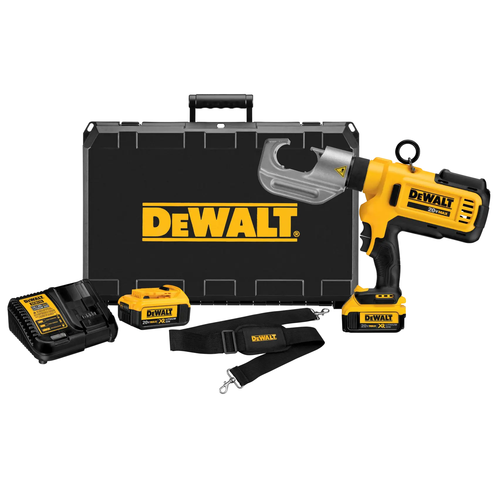 DEWALT® 20V MAX* Kit de Herramienta de Crimpado de Cables Inalámbrica, (2) Baterías de 2.0 Ah y Cargador