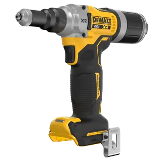 A DEWALT 20V XR brushless cordless tool, shown angled to the left on a plain white background. The tool has a black and yellow grip and metal tip, with the DEWALT branding visible on the side.