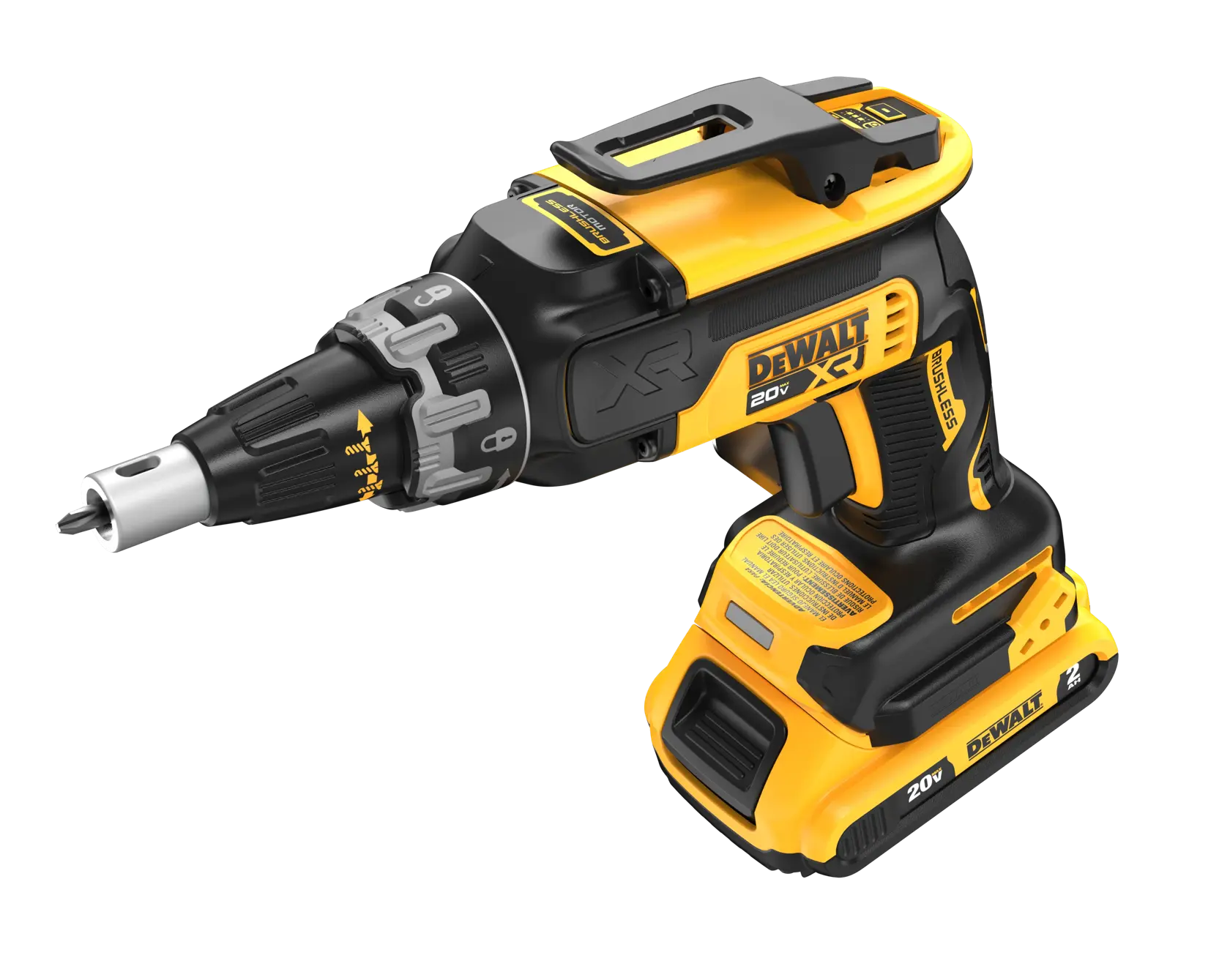 Overhead view of the 20V MAX* XR® Brushless Drywall Screwgun with 2.0Ah Battery