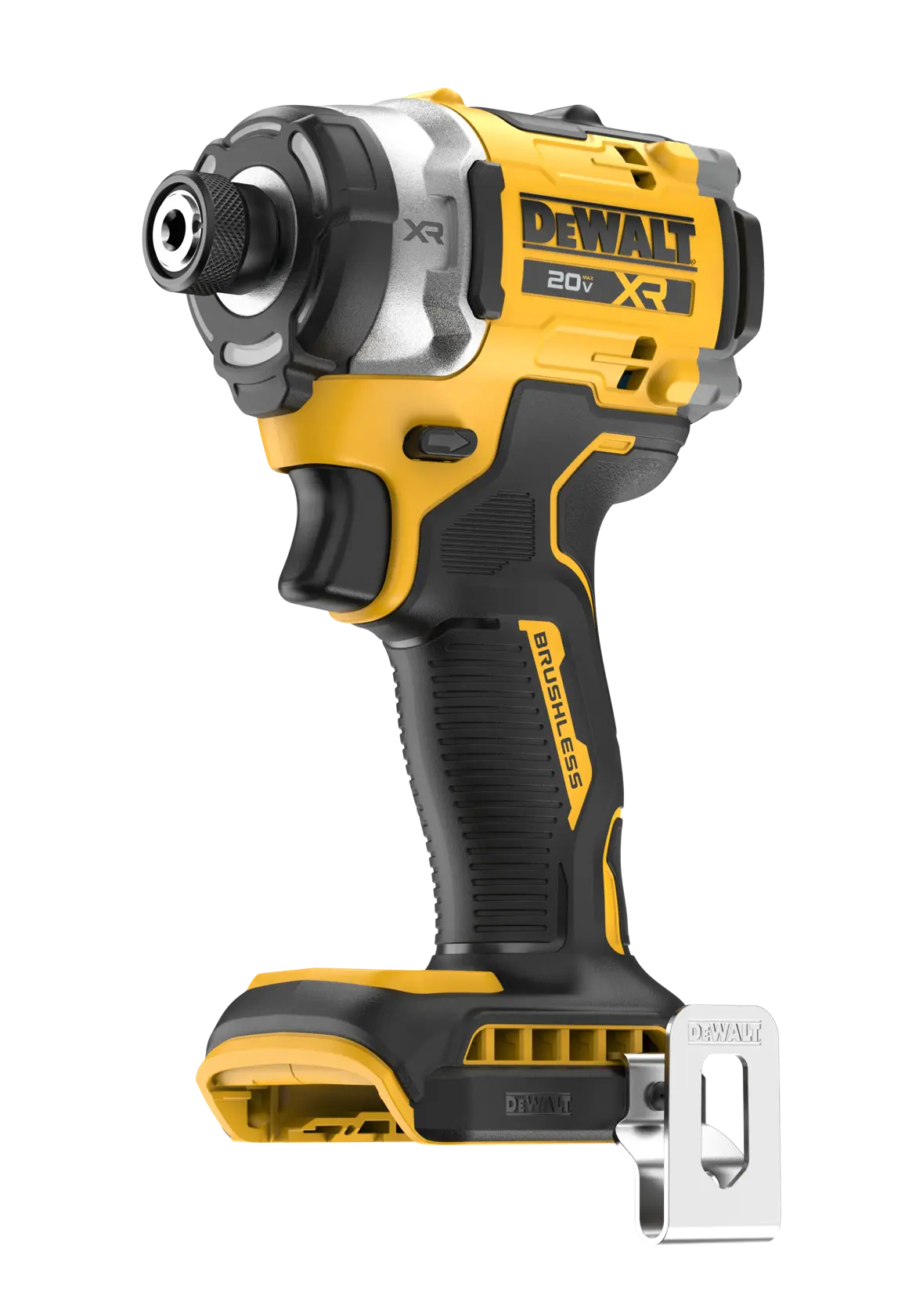 DEWALT 20V MAX XR(®) 3-Speed High Torque 1/4 in. Impact Driver front side angled view (Tool Only)