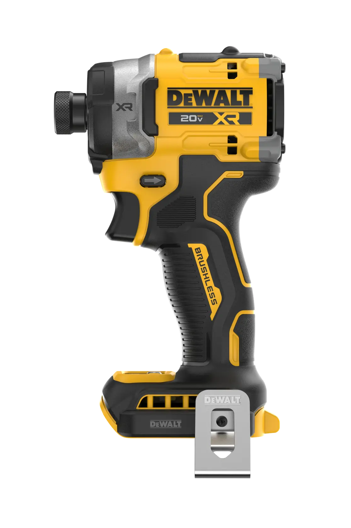 DEWALT 20V MAX XR(®) 3-Speed High Torque 1/4 in. Impact Driver front side flat view (Tool Only)