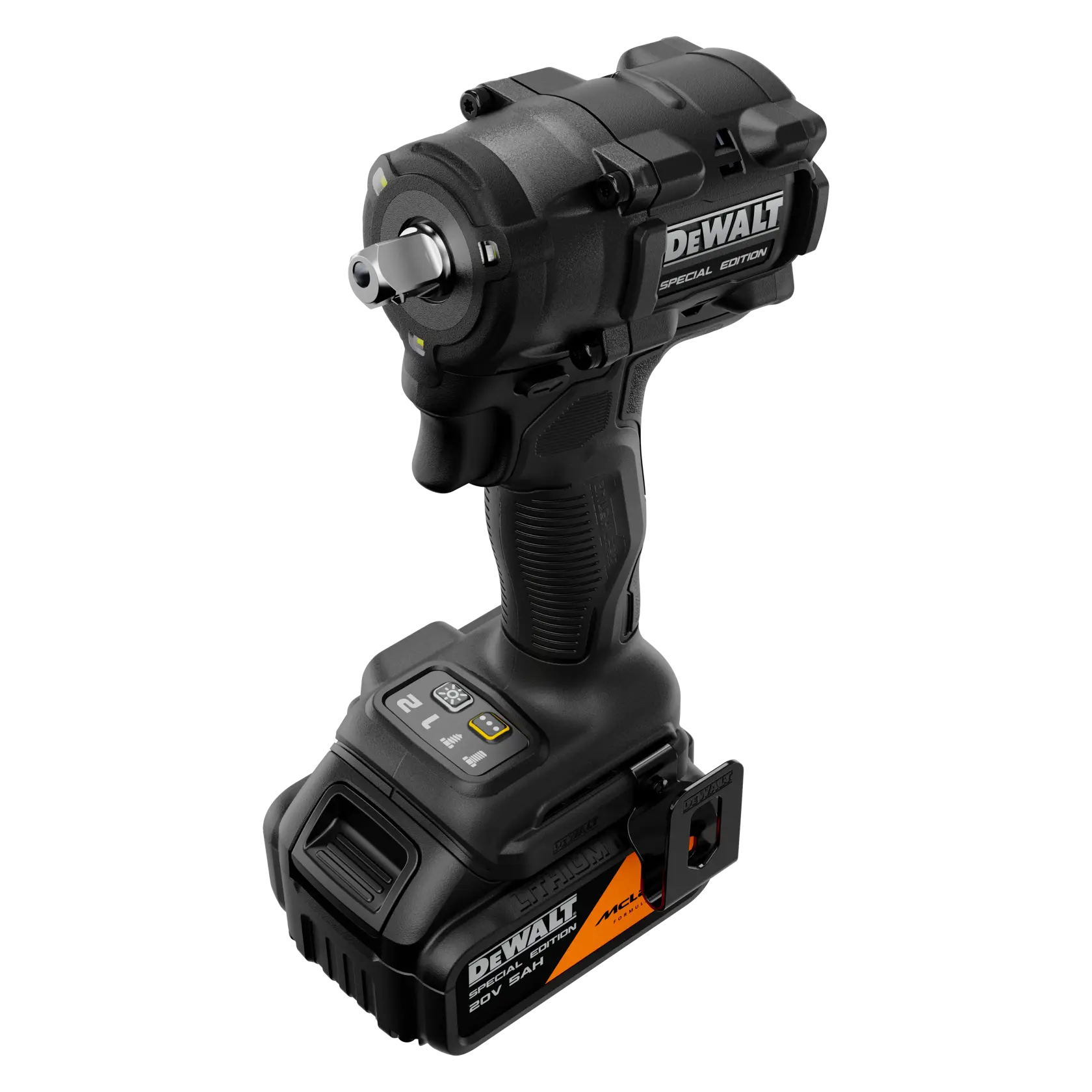 Cordless DEWALT Special Edition impact wrench with black and yellow design, featuring a 20V battery and ergonomic handle.