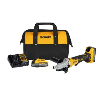 Angle Grinder, 2 POWERSTACK 5.0AH Batteries, Charger and Bag Kit