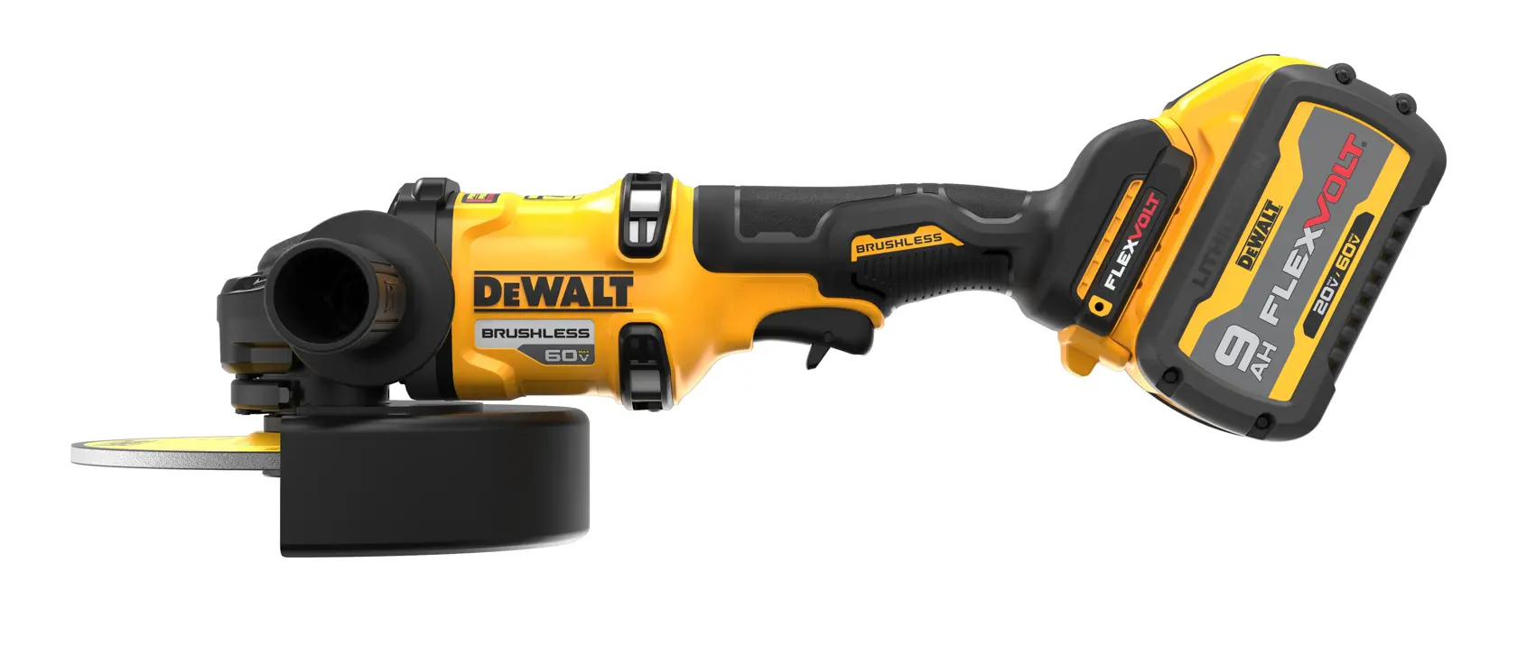 Right profile of 7 INCH BRUSHLESS CORDLESS GRINDER WITH KICK BACK BRAKE.