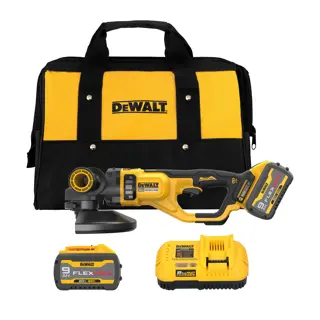 DEWALT® Kit de Esmeriladora Angular de 7" (180mm) - 9" (230mm) Inalámbrica sin Carbones de 60V MAX* FLEXVOLT®, (2) Baterías de 9.0Ah y Cargador