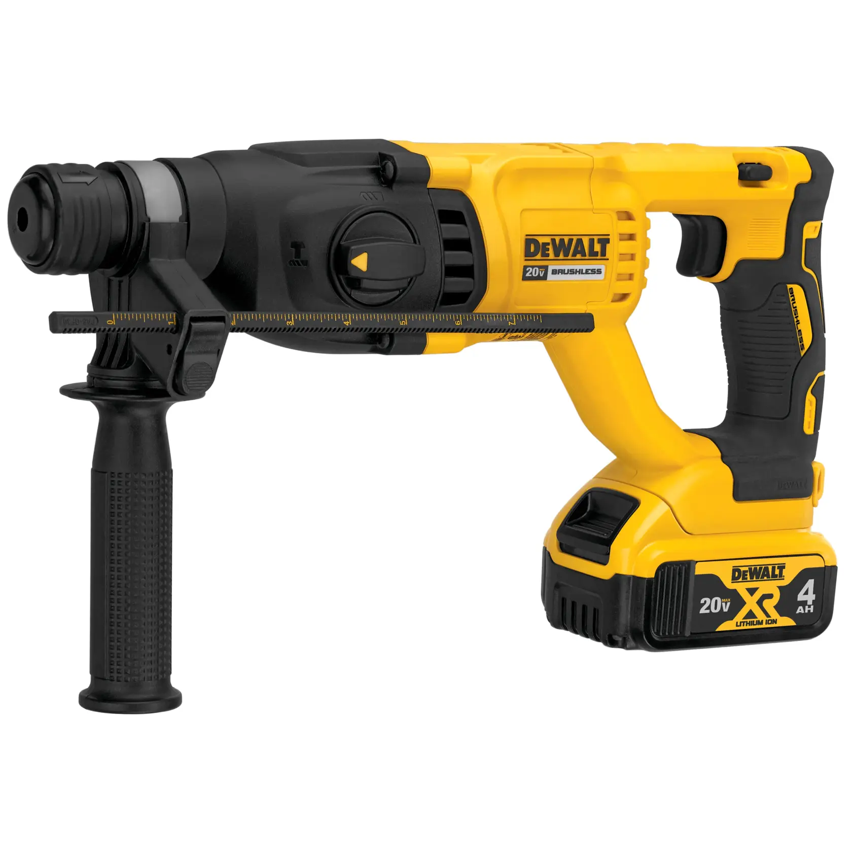 Profile of brushless, cordless SDS PLUS D-Handle rotary hammer