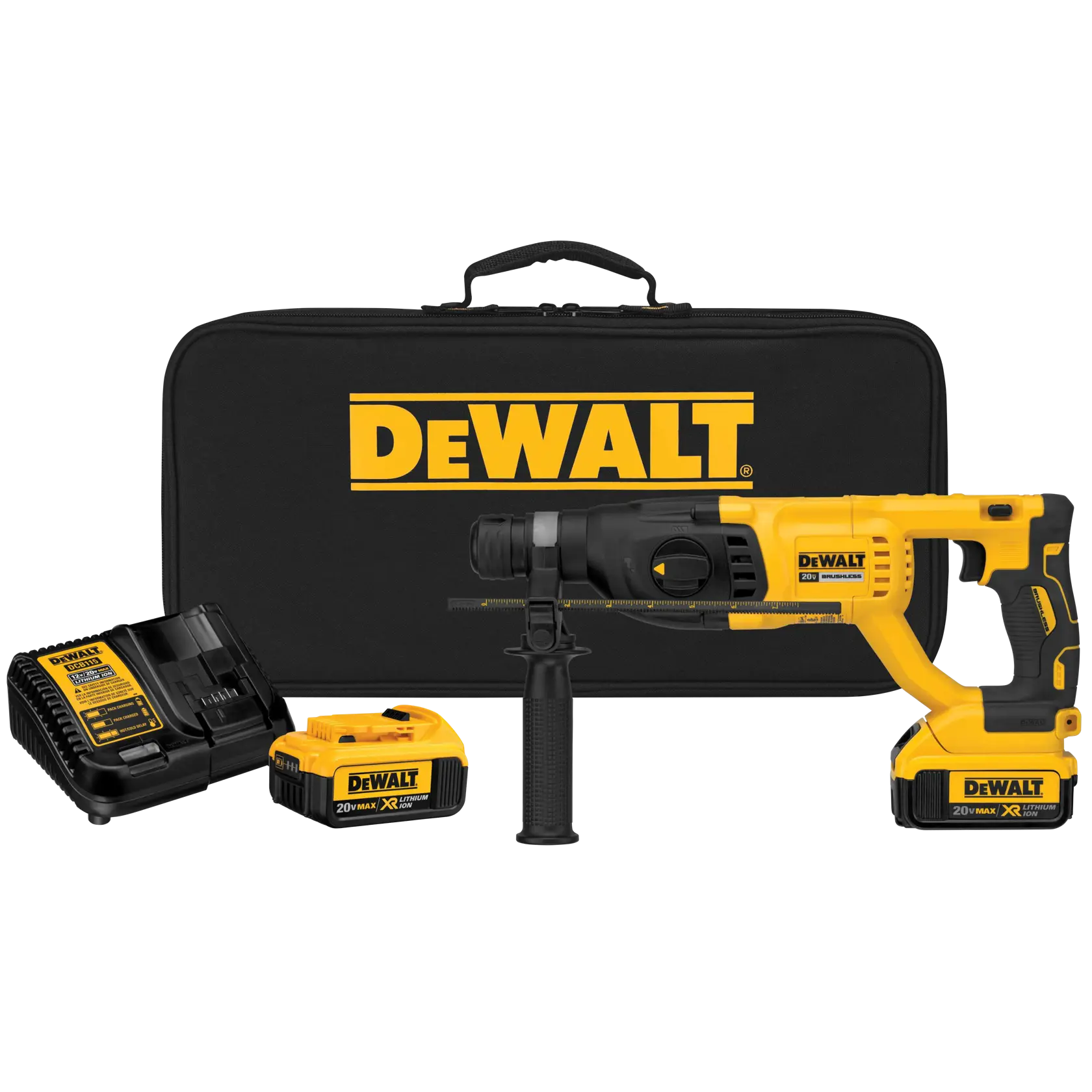 Brushless, cordless SDS PLUS D-Handle rotary hammer with  kit