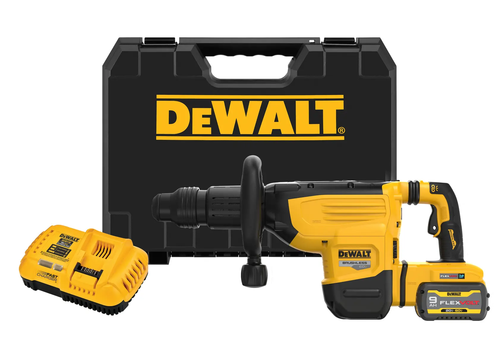 DEWALT® Kit de Martillo Demoledor SDS MAX de 19.4J, 22lbs de 60V MAX* FLEXVOLT®, (1) Batería de 9.0Ah y Cargador