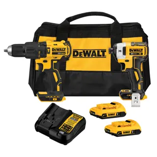 20V MAX* 1/2" (13mm) Hammer Drill/Driver and 1/4" (6.35mm) Impact Wrench, 2 Lithium Ion 2.0Ah Batteries, 1 Charger and 1 Bag
