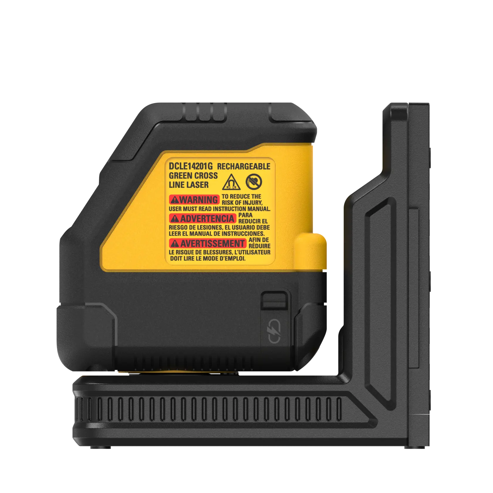 Side Angle Photo of Green Cross Line Laser on White