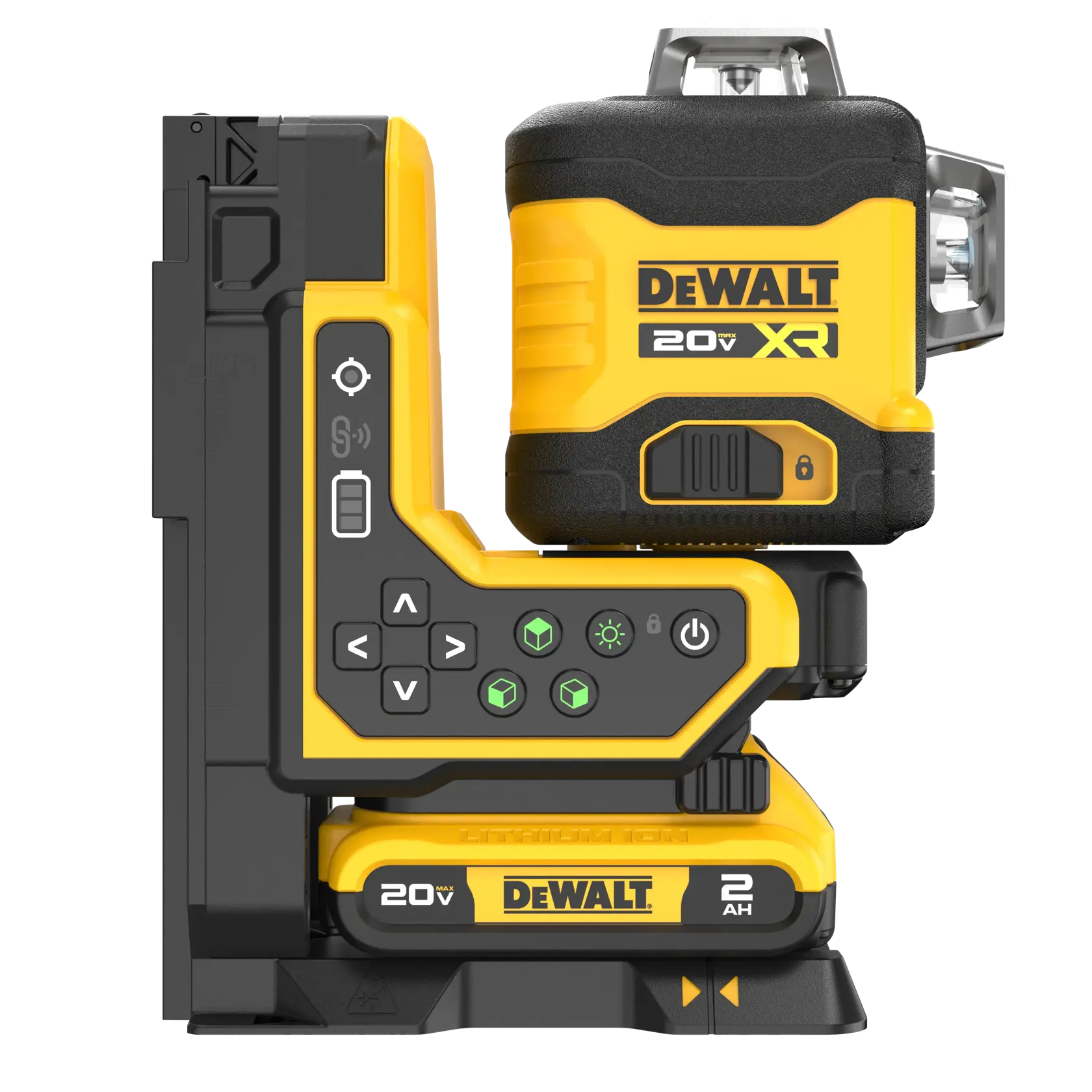 Side angle view Remote Control Laser with Battery on white