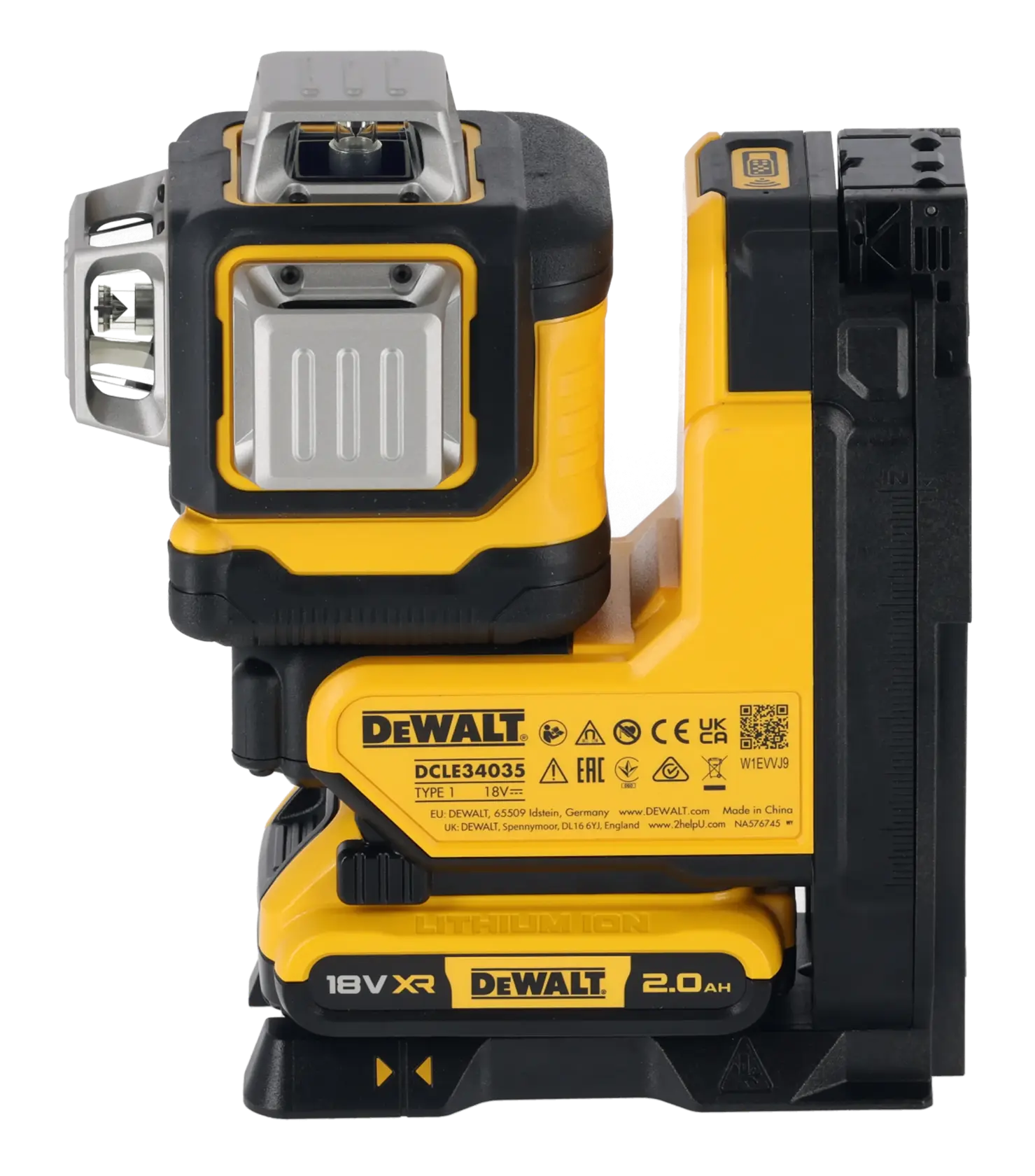 Side angle view Remote Control Laser with Battery on white